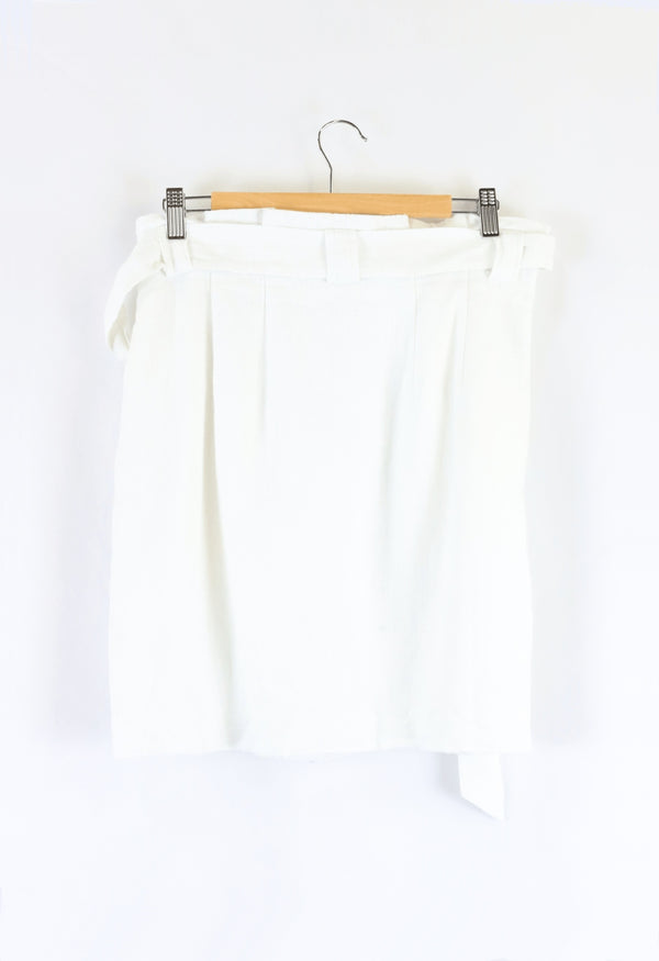 H & M White Linen Skirt 12 Reluv Clothing Australia