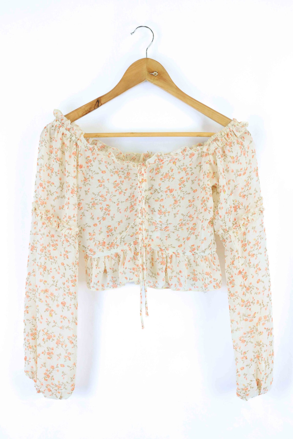 Sassy Hills Fashion Cream Floral Cropped Blouse 6