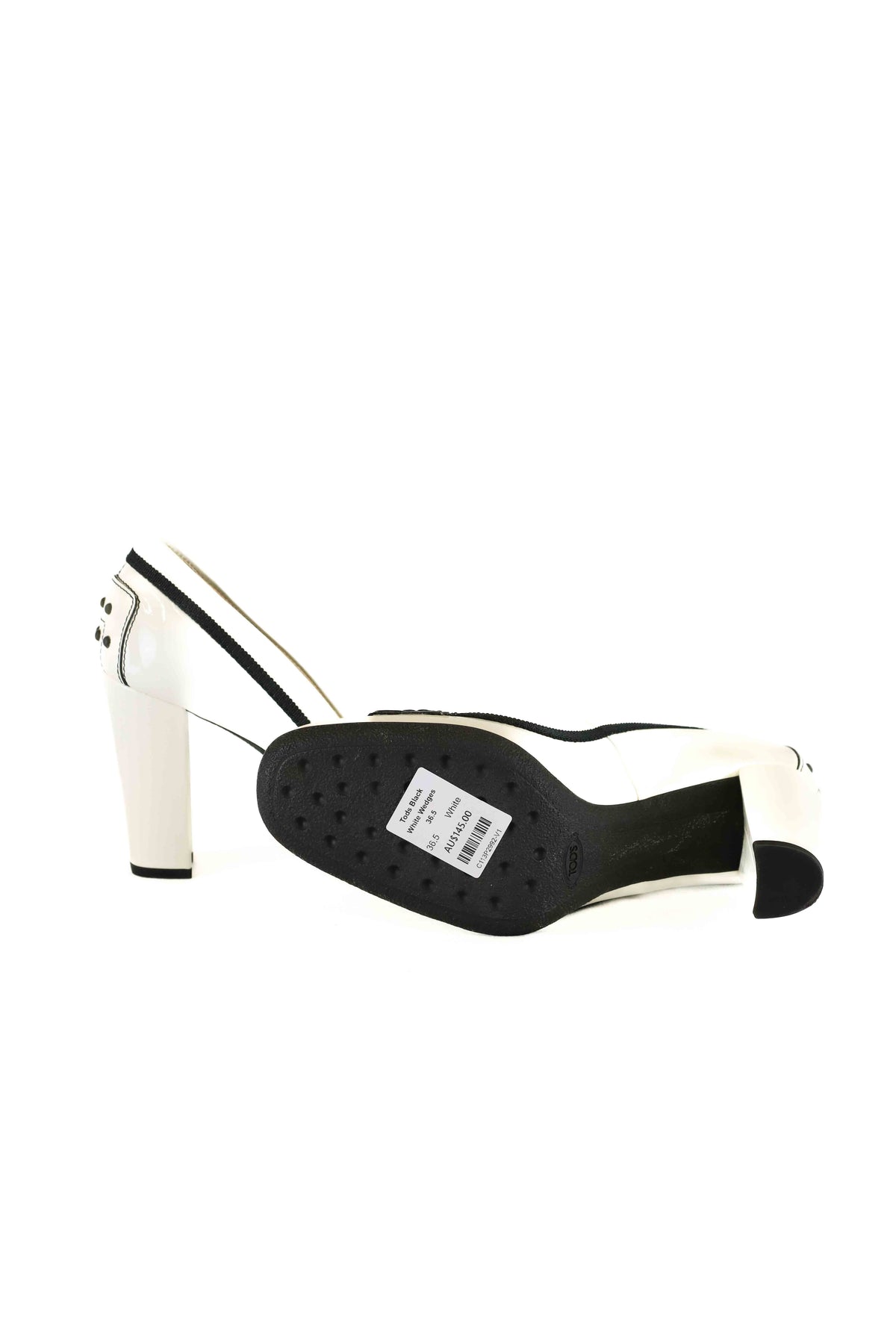 Tod&#39;s Black and White Loafer Heels 36.5