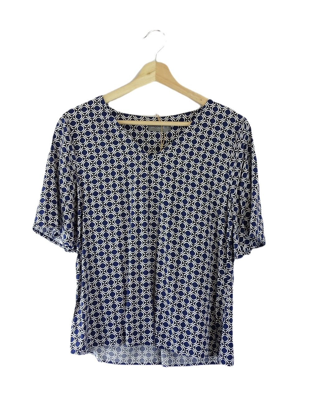 Jacquie E Blue And White Patterned Top 12