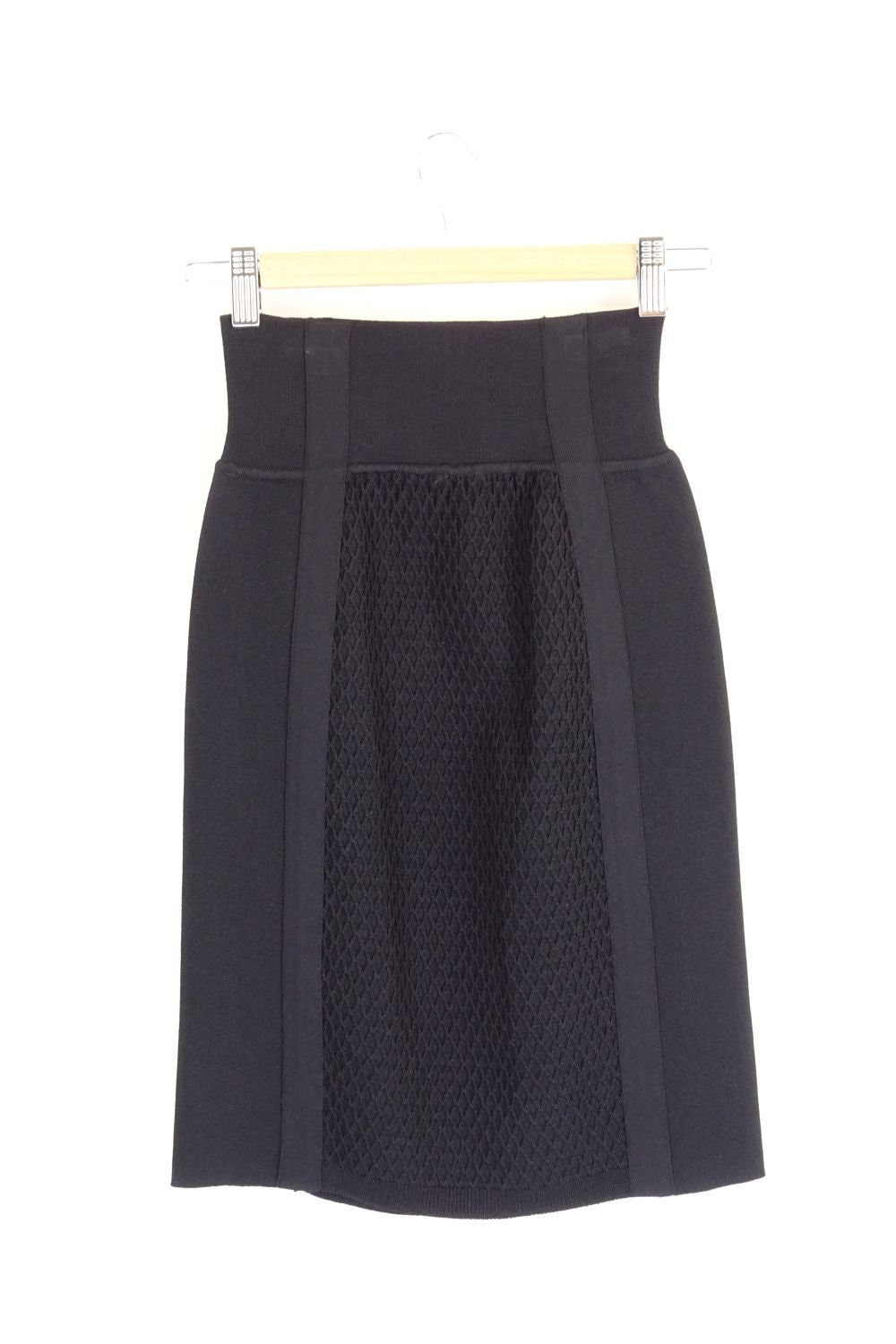 Intarsia Black Knit Skirt XS