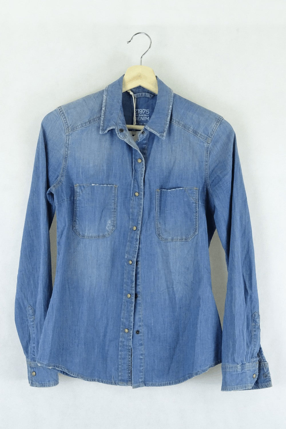 Zara Chambray Blue Shirt XS