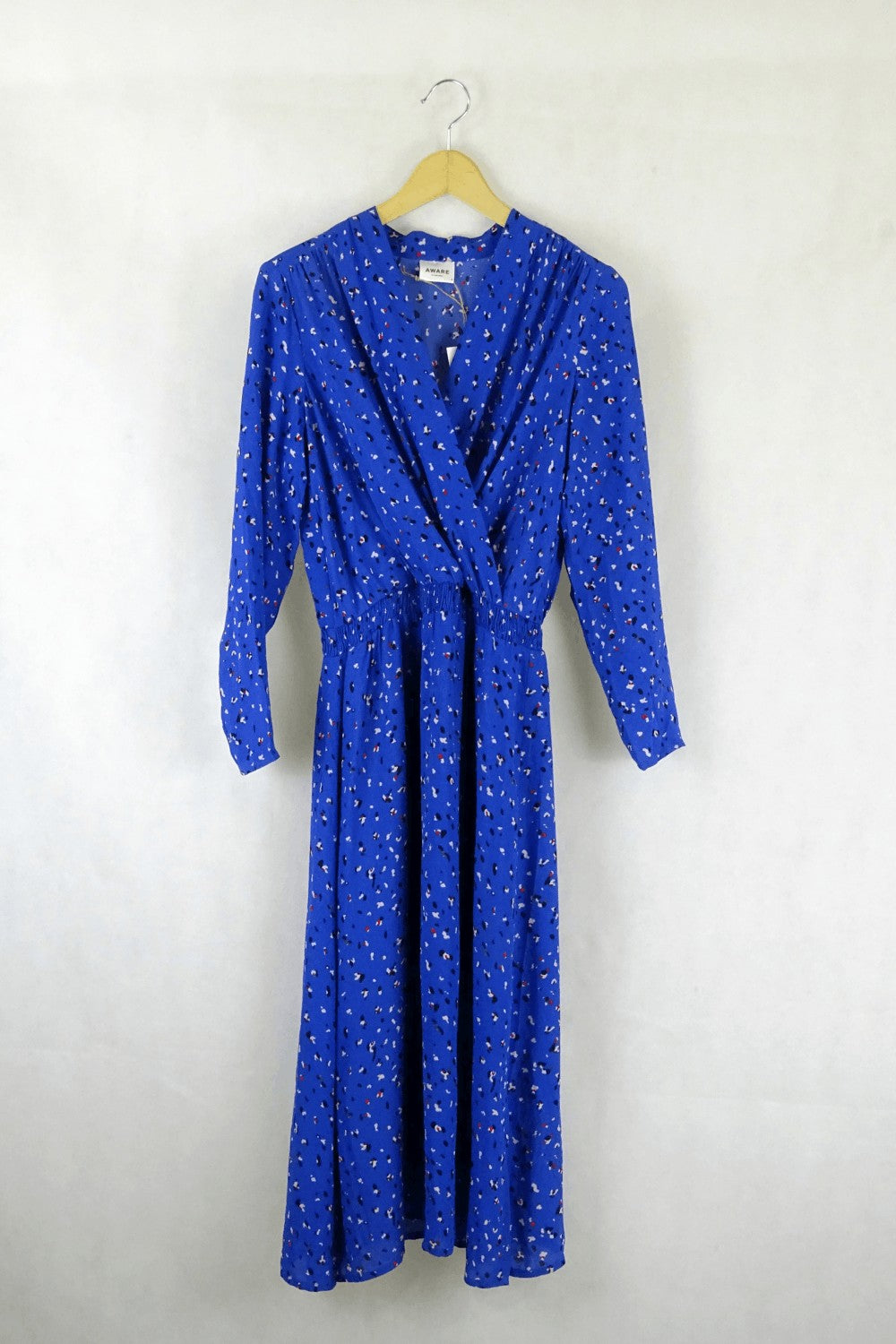 Aware By Vero Moda Blue Print Faux Wrap Dress