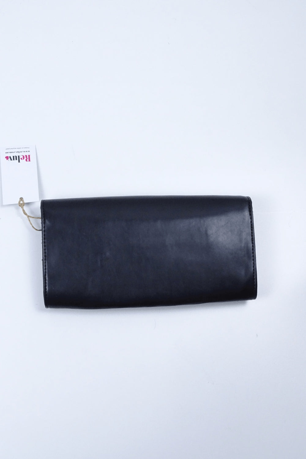 Black Faux Leather Clutch with Strap