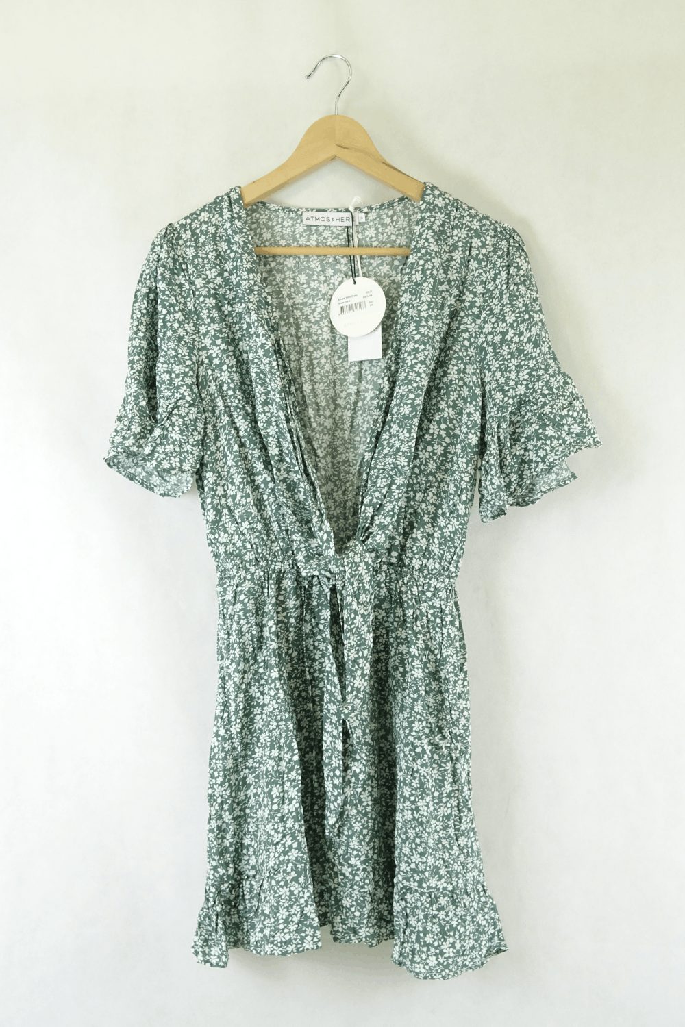 Atmos&Here Green Floral Print Short Sleeve Dress 10