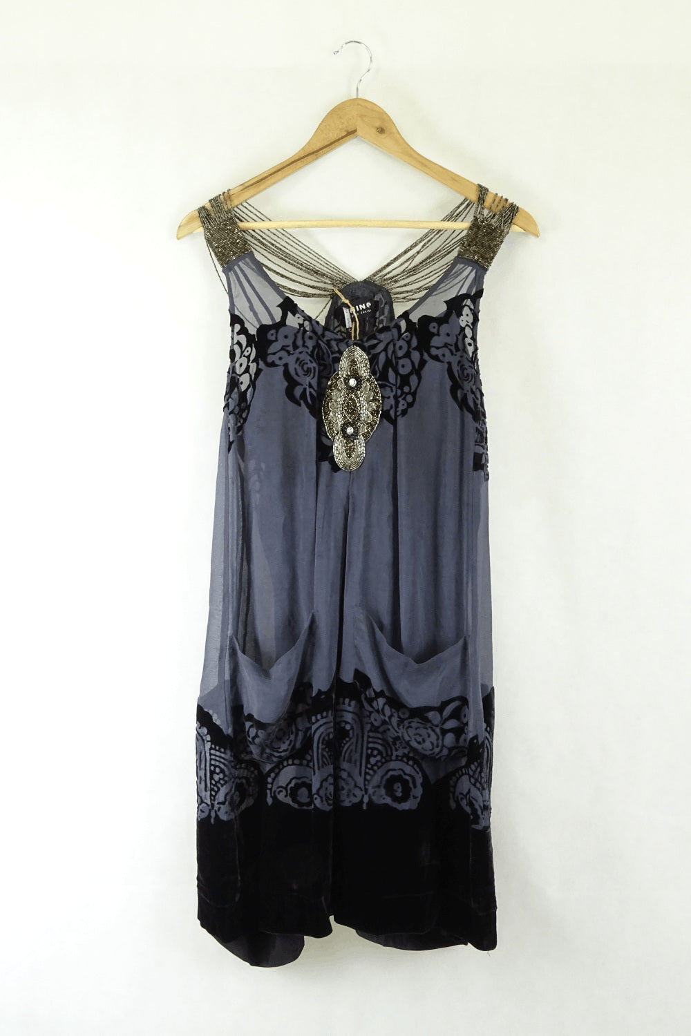 Chine Beaded Dress With Devore S