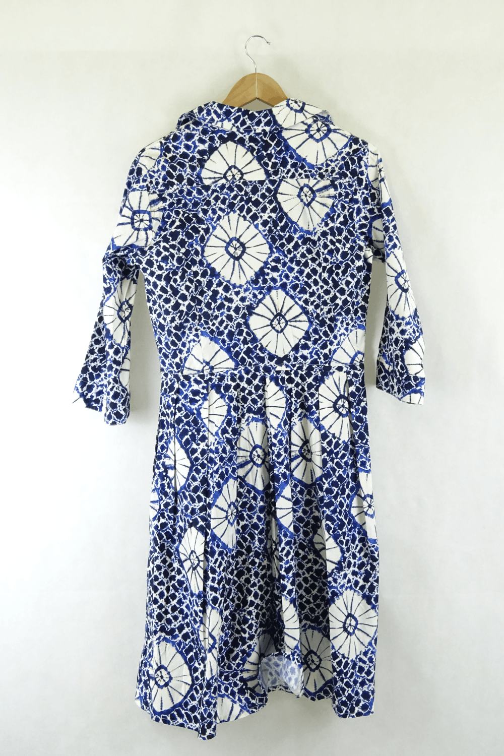 Samantha Sung White And Blue Patterned Dress 10