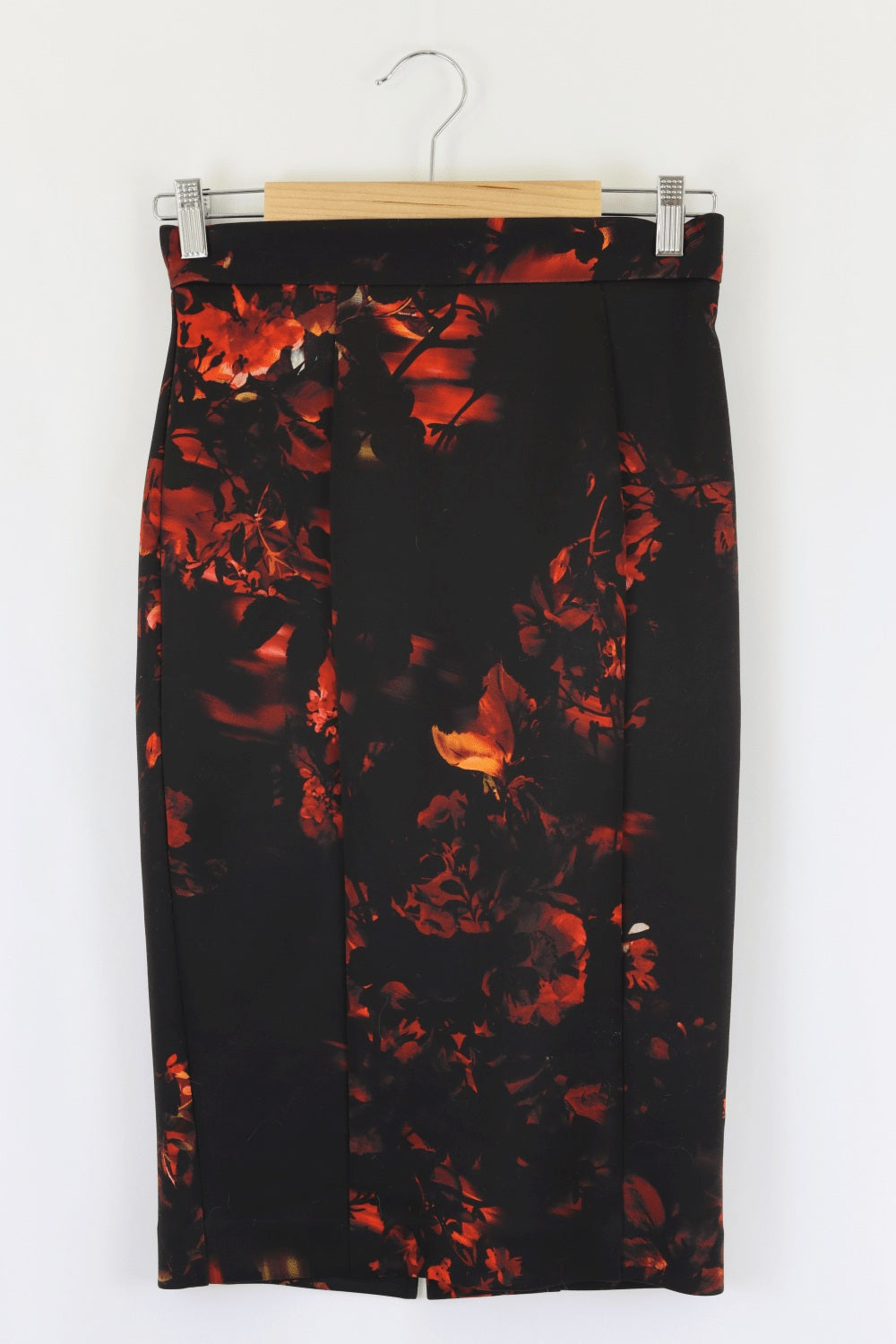 Cue Black Floral Orange Skirt 8