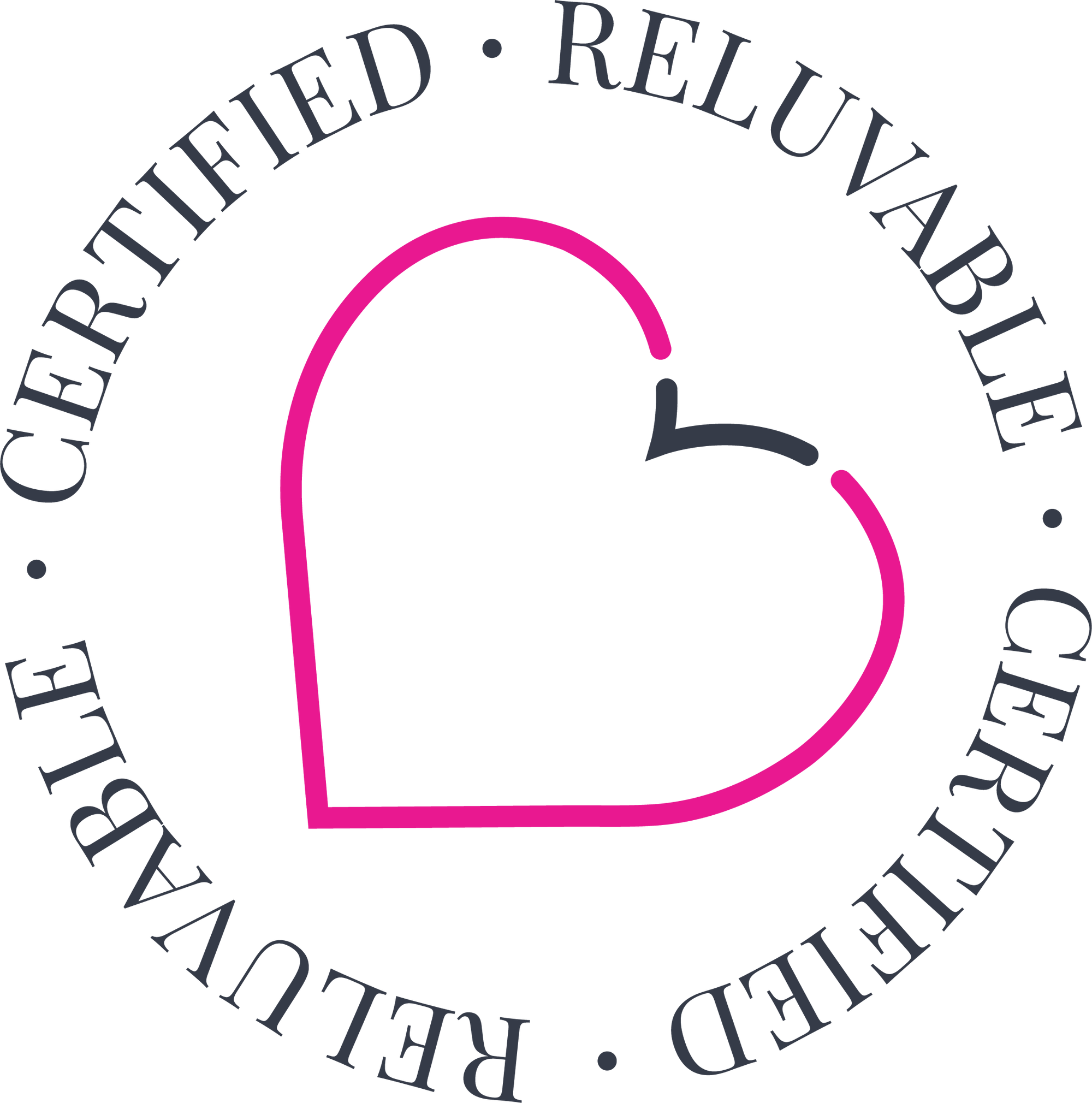 Certified Reluvable Heart with certification tick in Reluv Heart