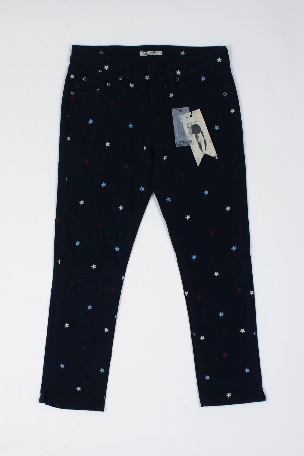 Grab Navy Star Print Skinny Jeans 8