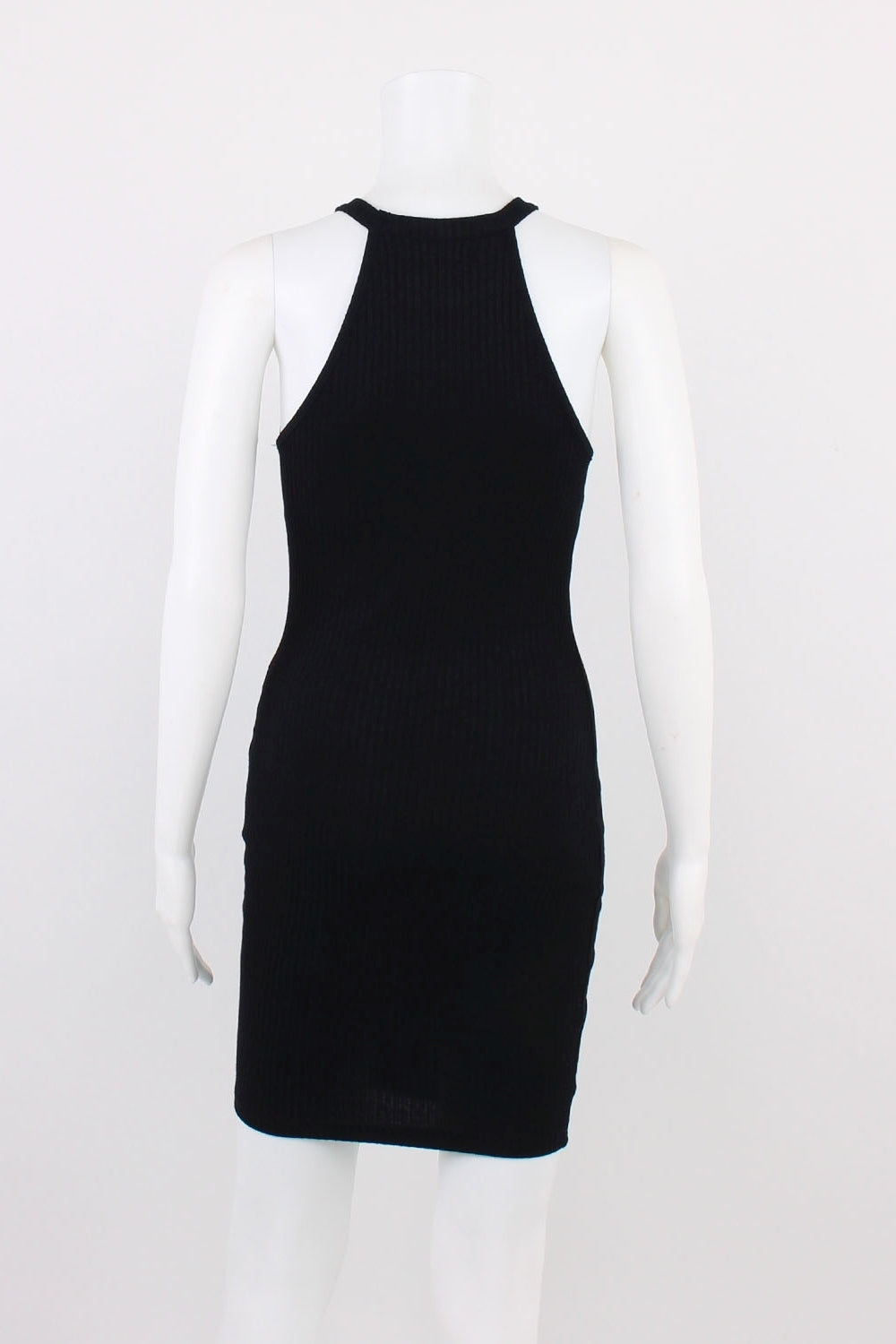 Rosebullet Black Ribbed High Neck Bodycon Dress 8