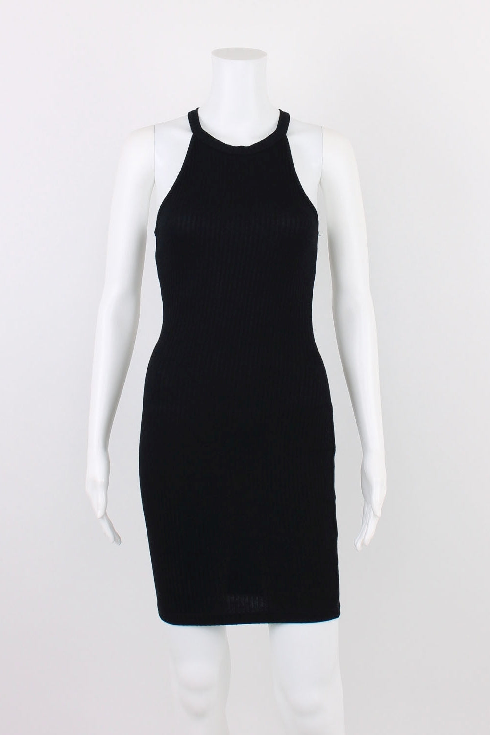 Rosebullet Black Ribbed High Neck Bodycon Dress 8