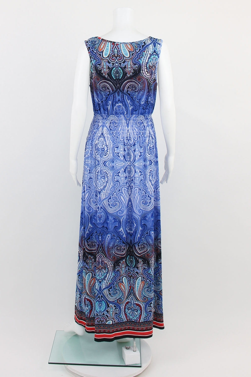 Exhibit A Blue Patterned Cowl Neck Maxi Dress S 