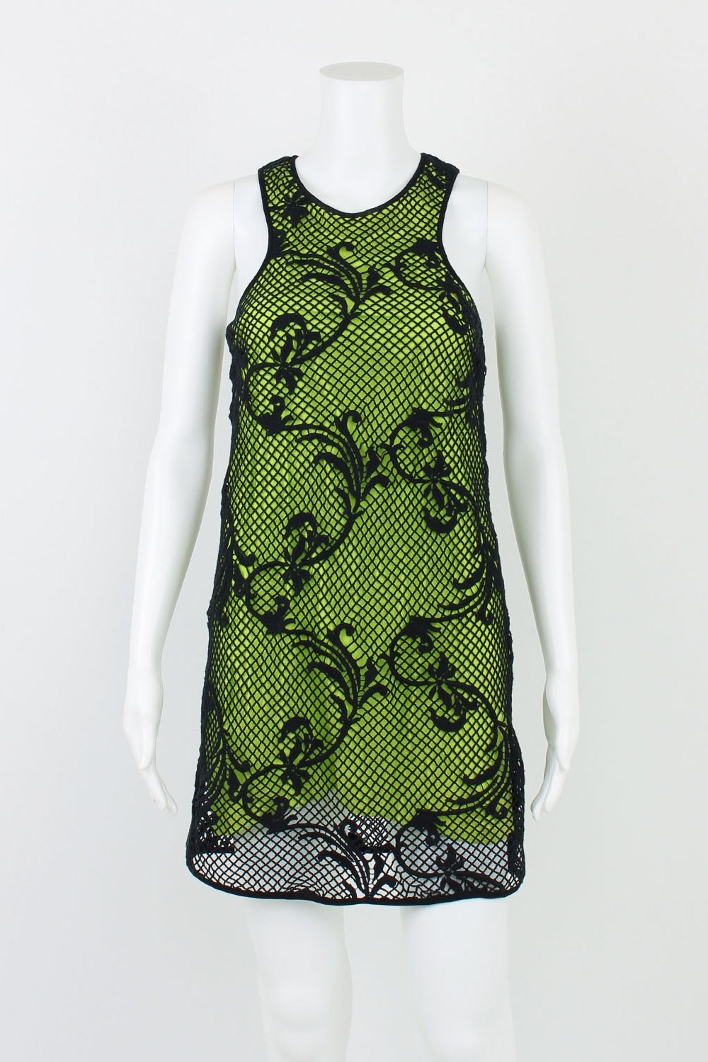 Shakuhachi Green And Black Net Mini Dress 6