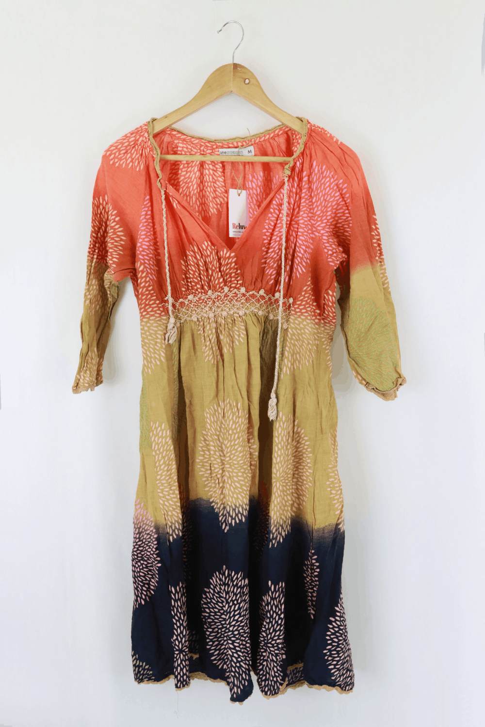 One Season Ombre Orange And Brown Dress M