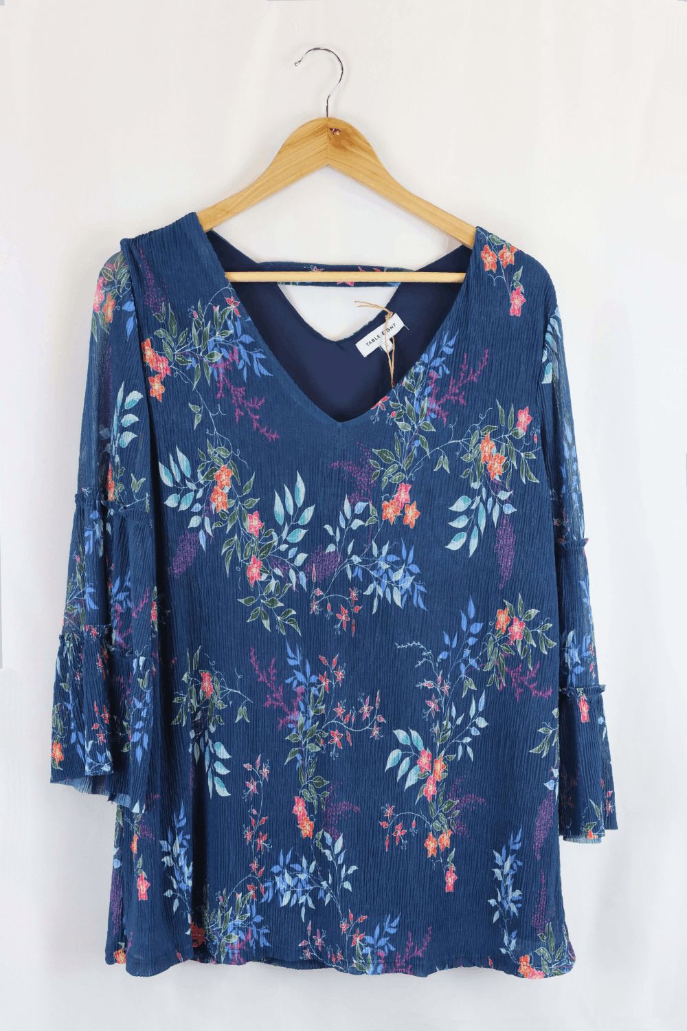 Table Eight Blue Floral Top L