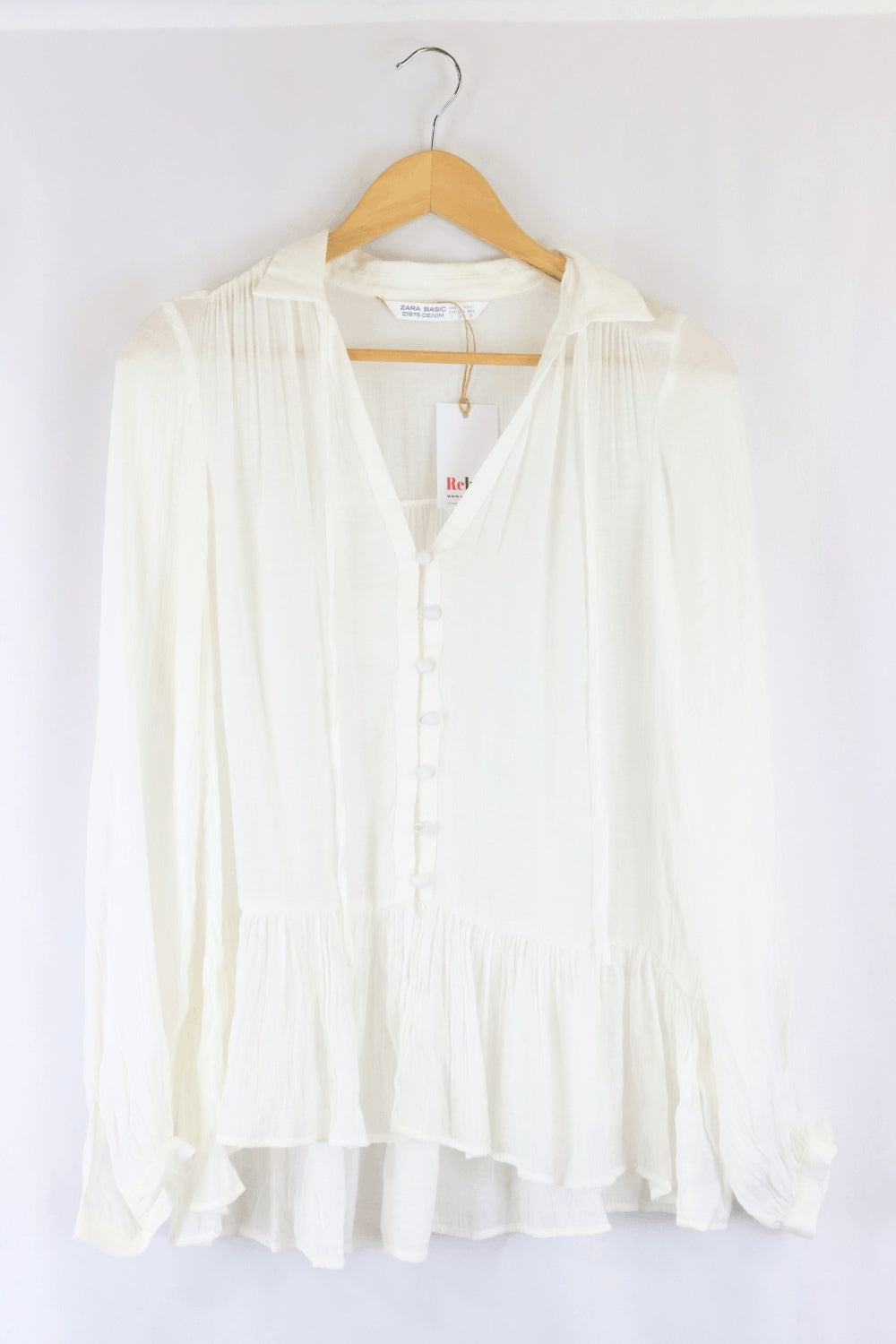 Zara White Long Sleeve Top S