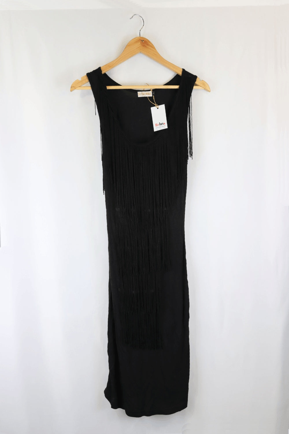 Rose Garden Black Tassle Dress L