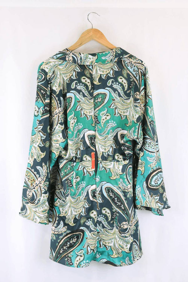 Zara Green Paisley Dress L - Reluv Clothing Australia