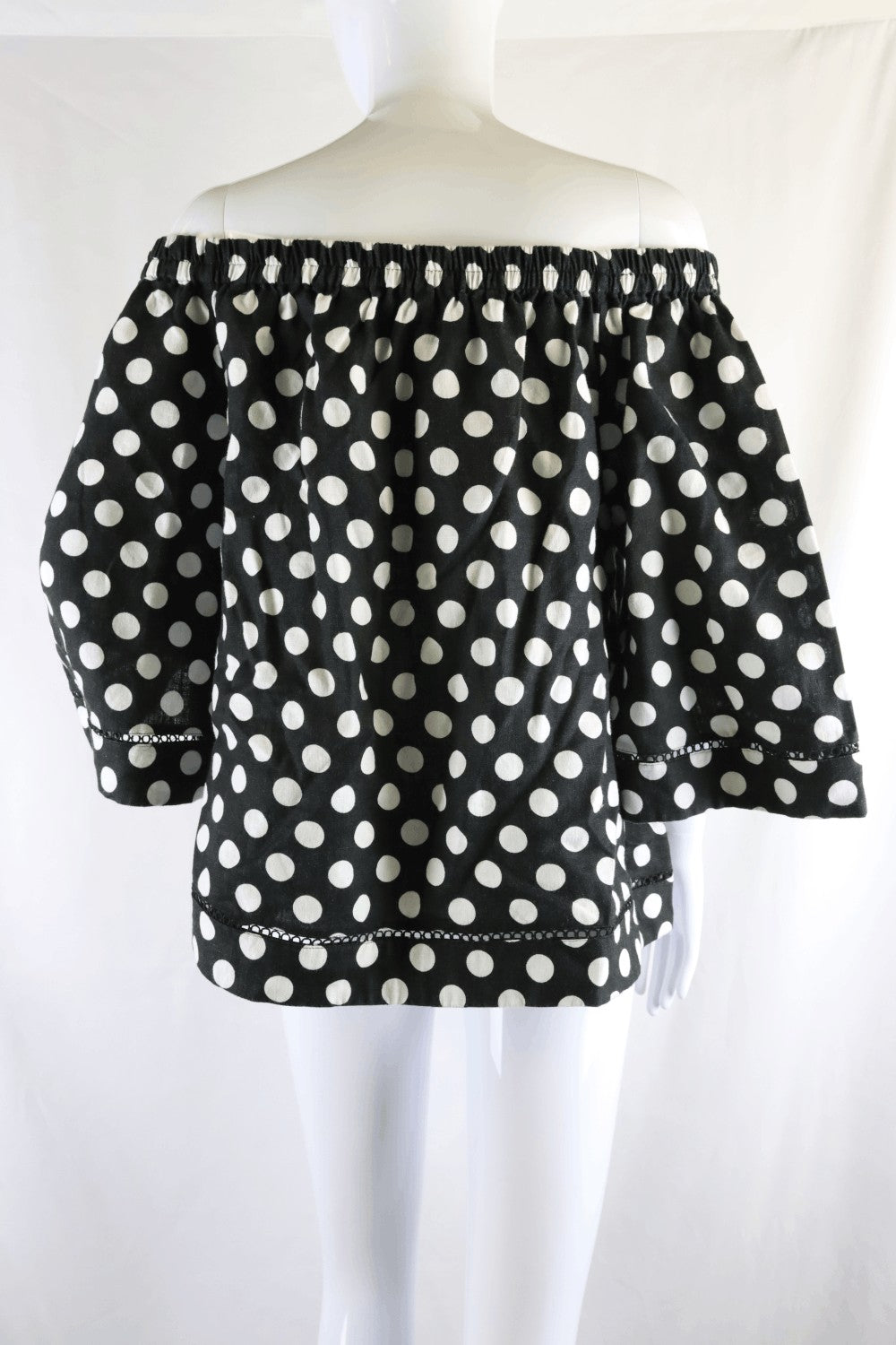 Country Road Black And White Polka Dot Top 12
