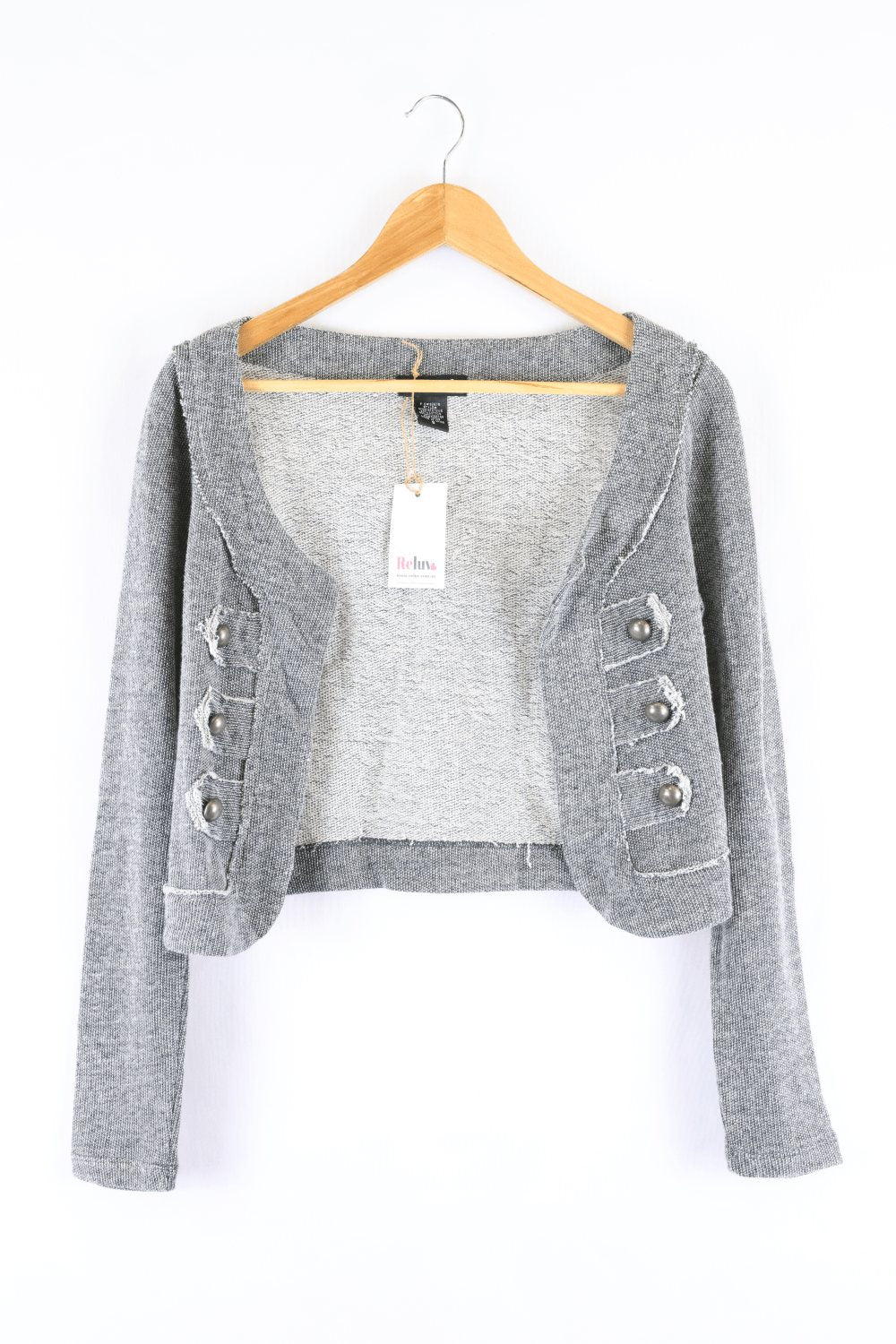 Wet Seal Knit Grey Cropped Cardigan S