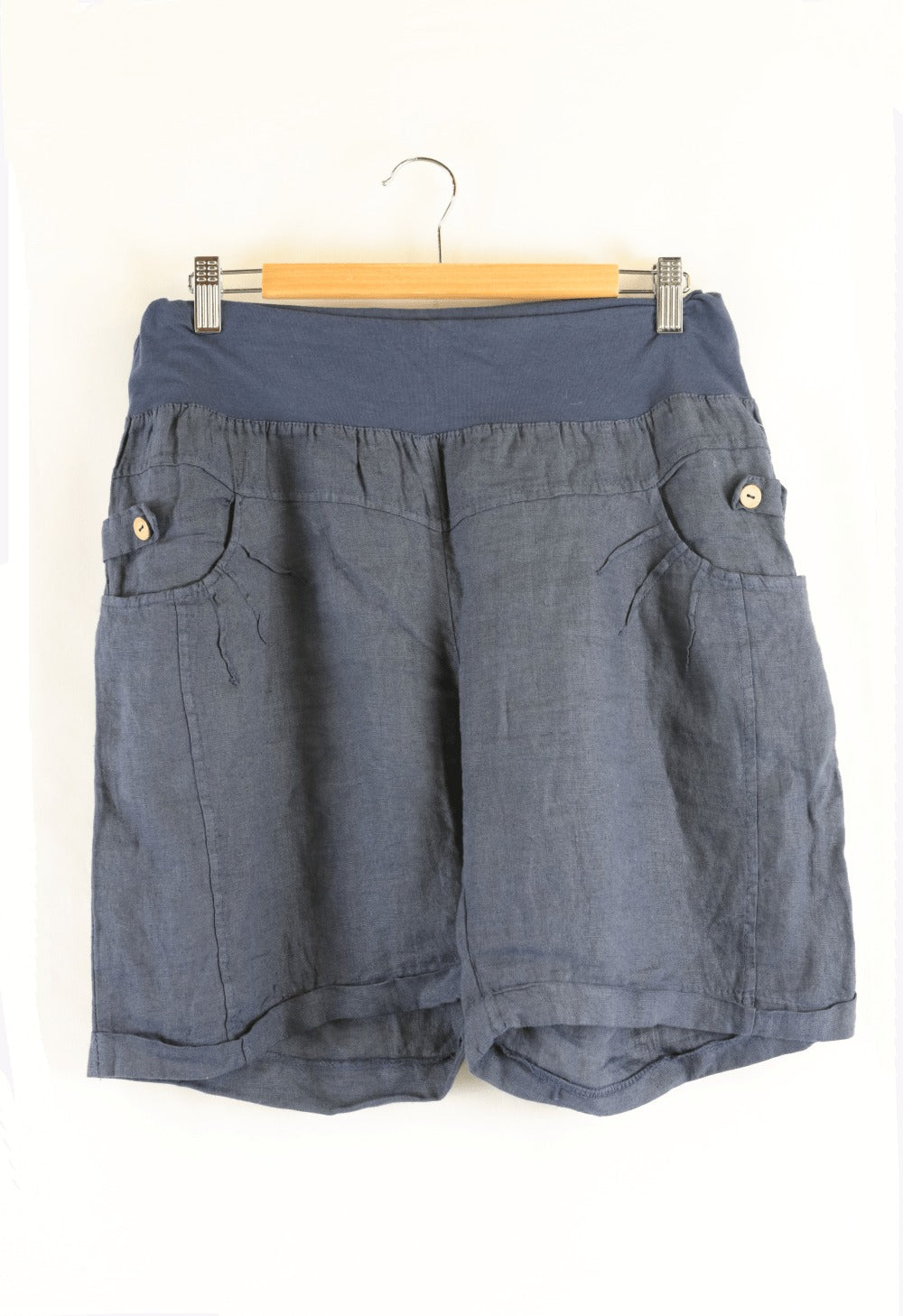 Boutique Blue Linen Shorts 12