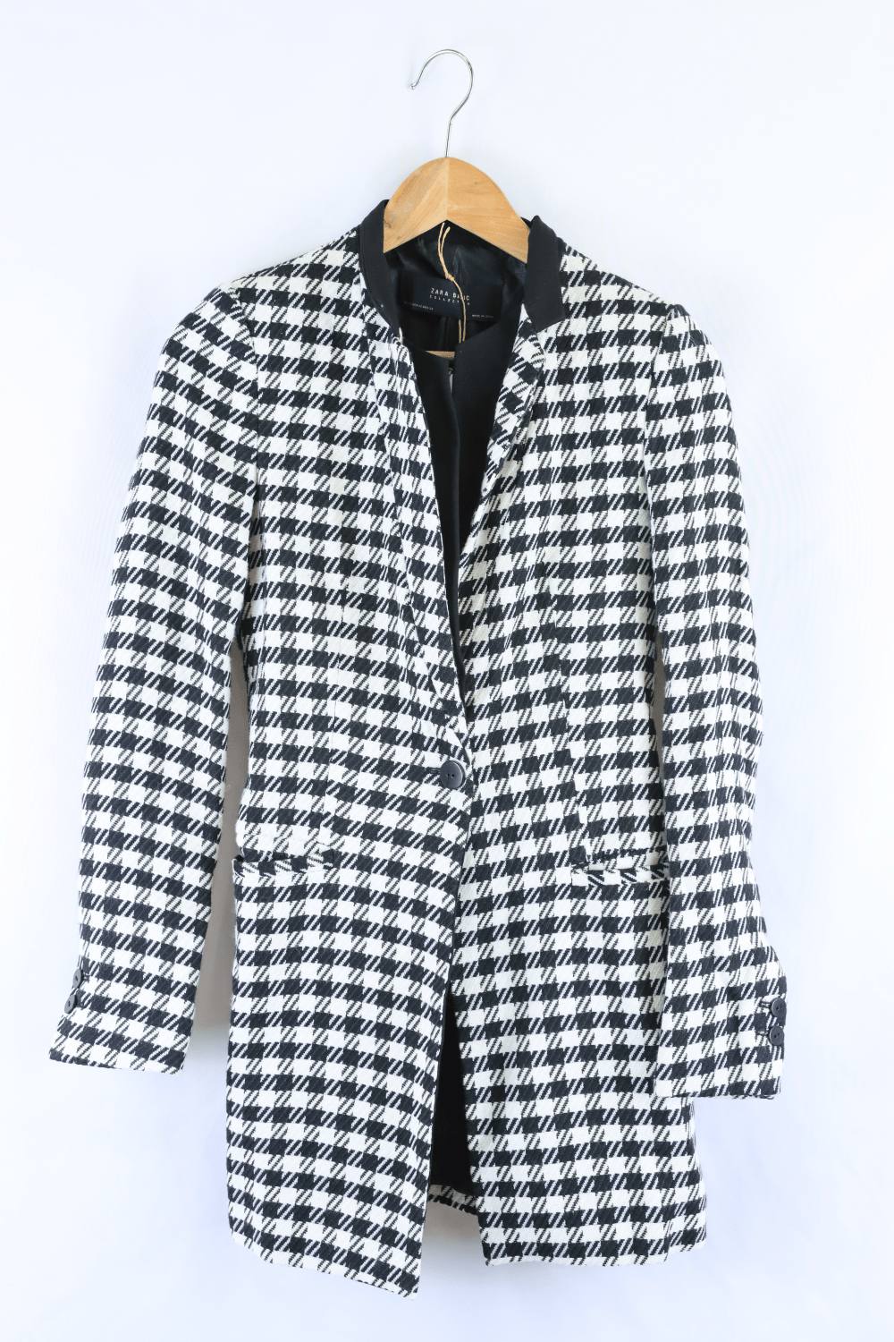 Zara Houndstooth Jacket Black And White XS Reluv Clothing Australia