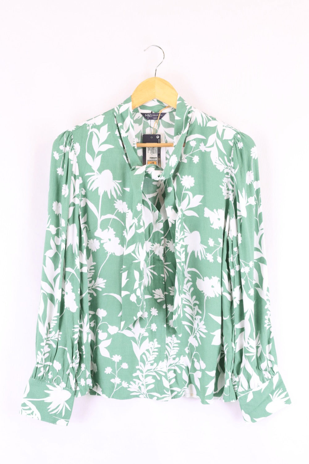 Marks and Spencer Green Floral Blouse 10