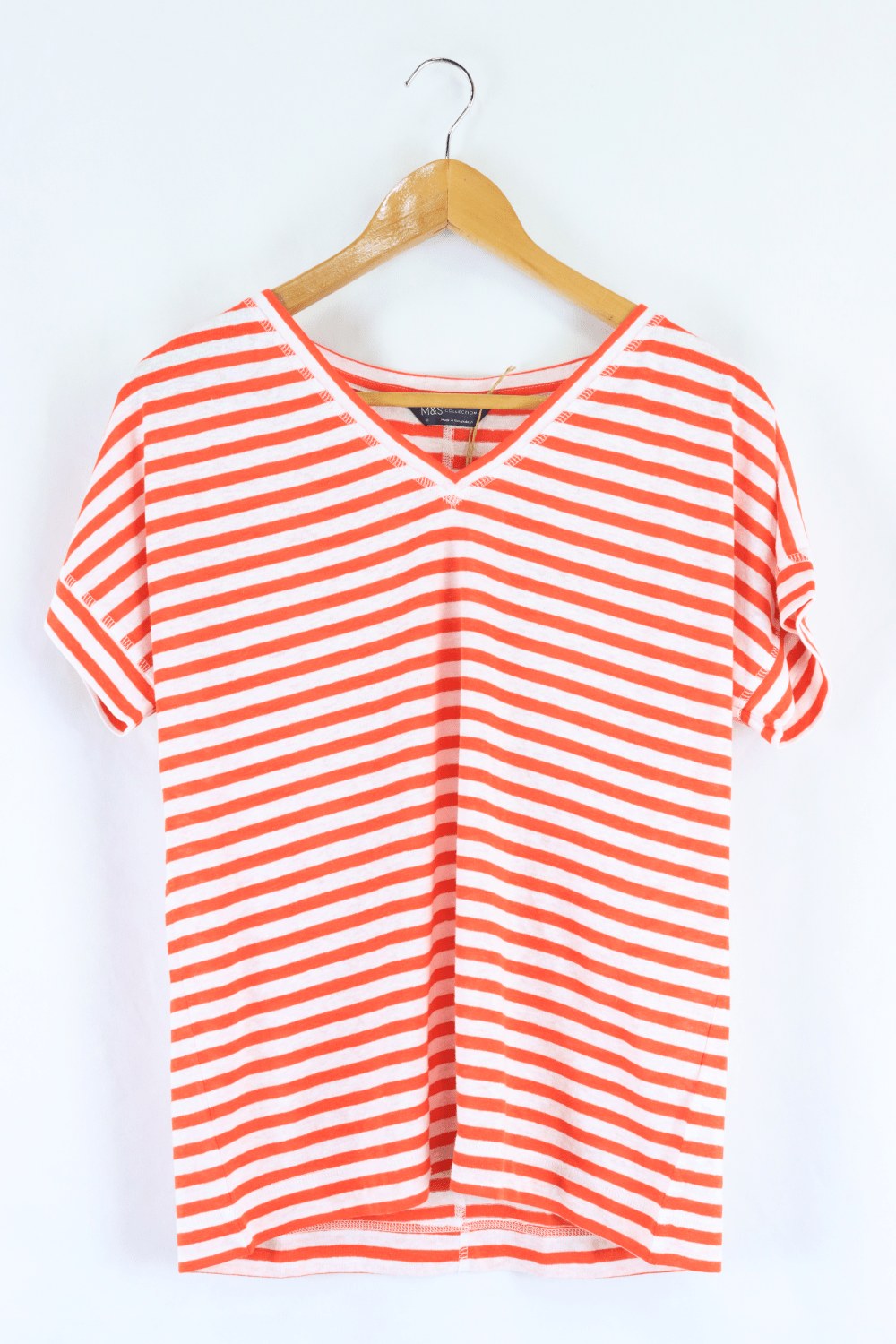 Marks and Spencer Striped Red T Shirt 10