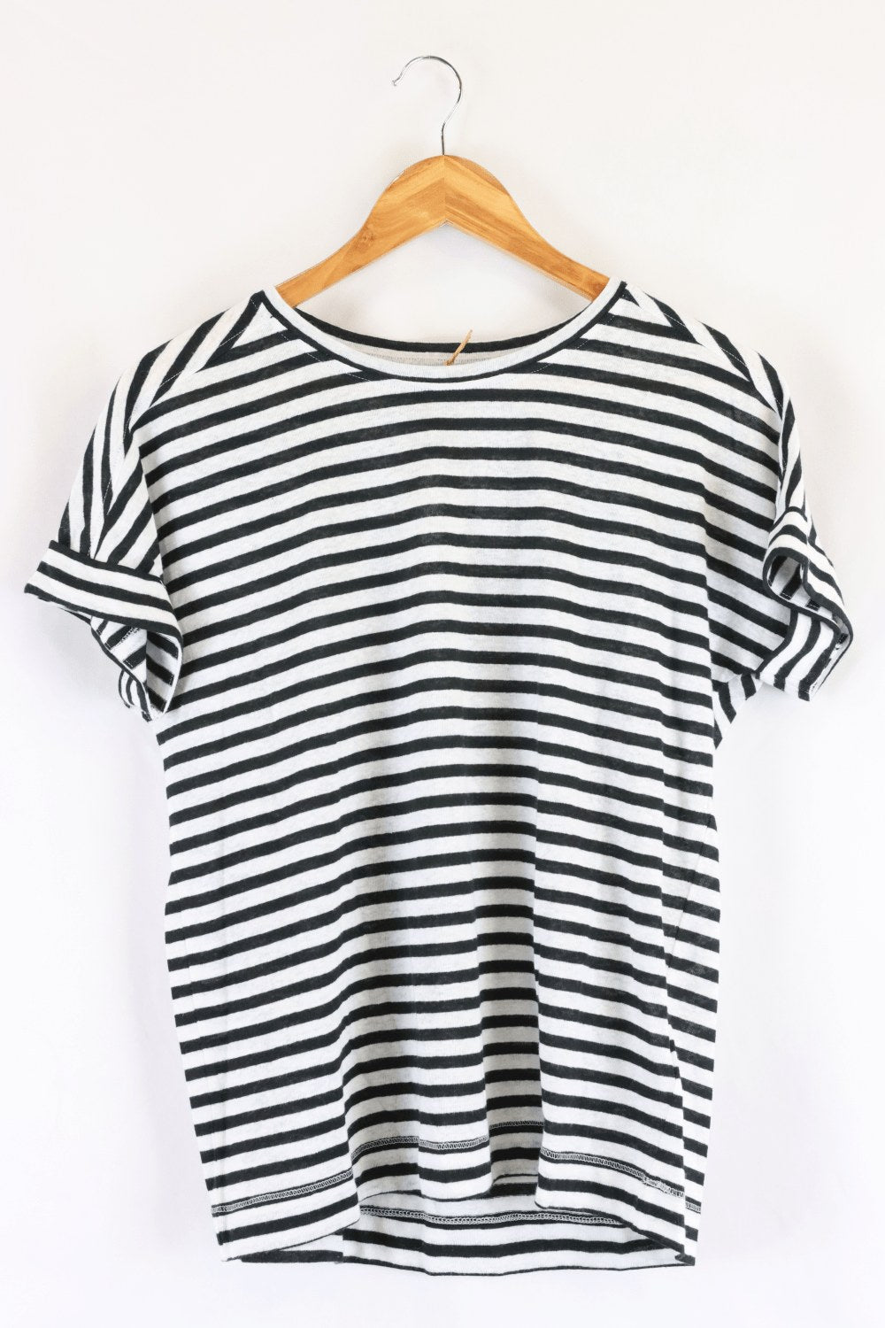 Marks and Spencer Striped Black T Shirt 10