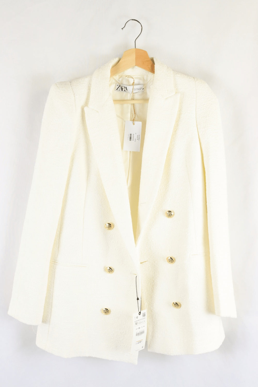 White blazer gold buttons top zara