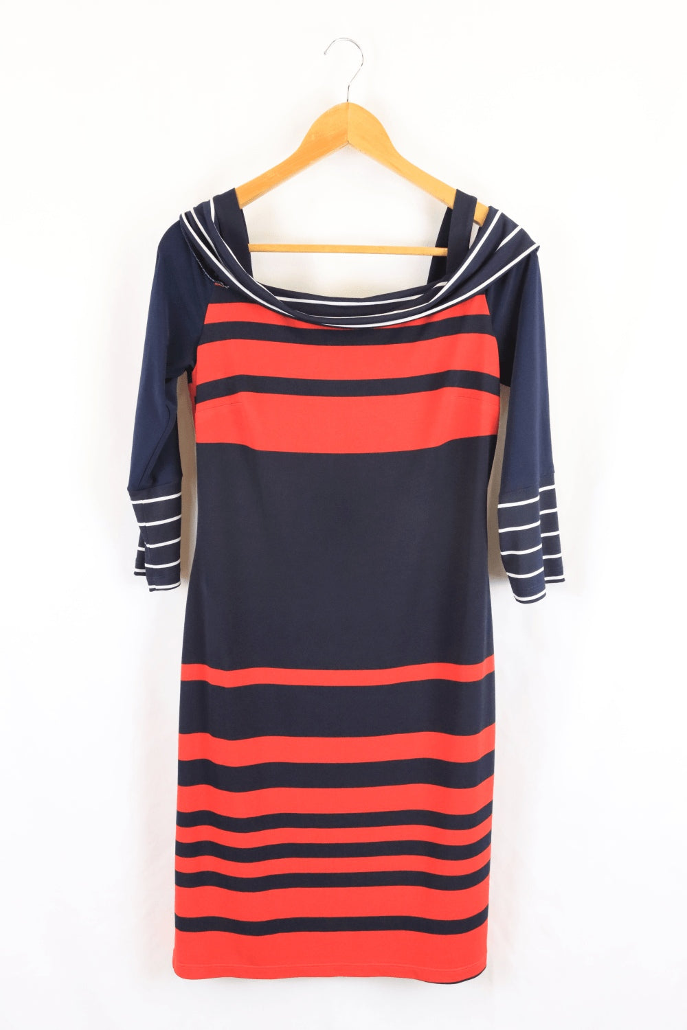 Frank Lyman Red And Blue Striped Dress 10