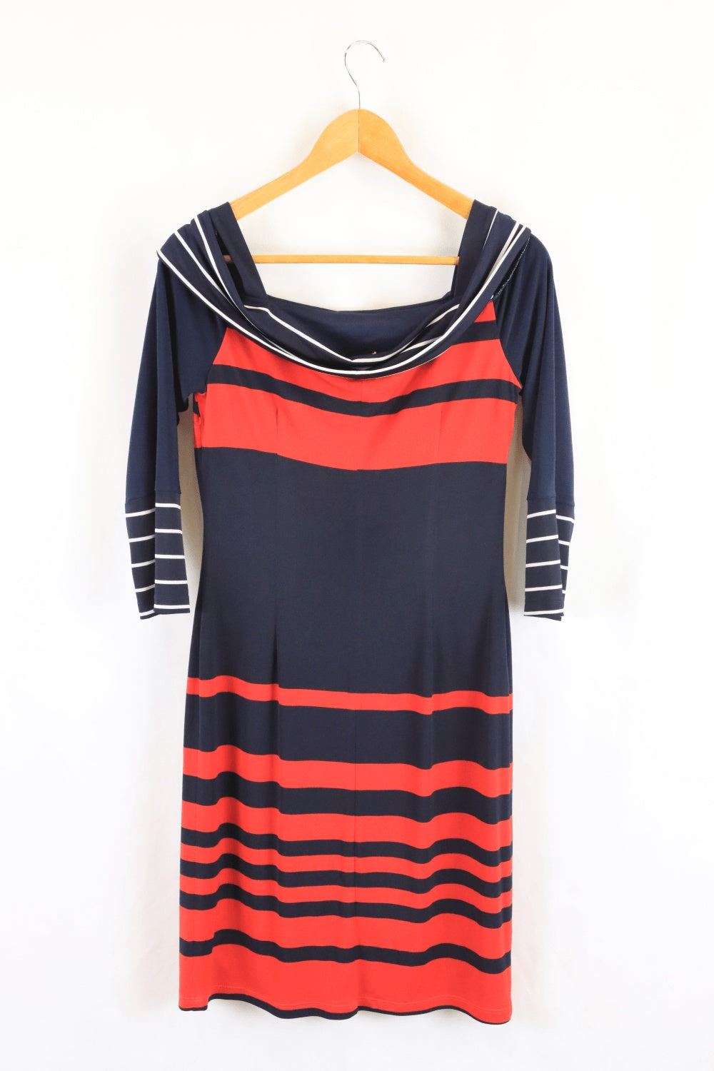 Frank Lyman Red And Blue Striped Dress 10