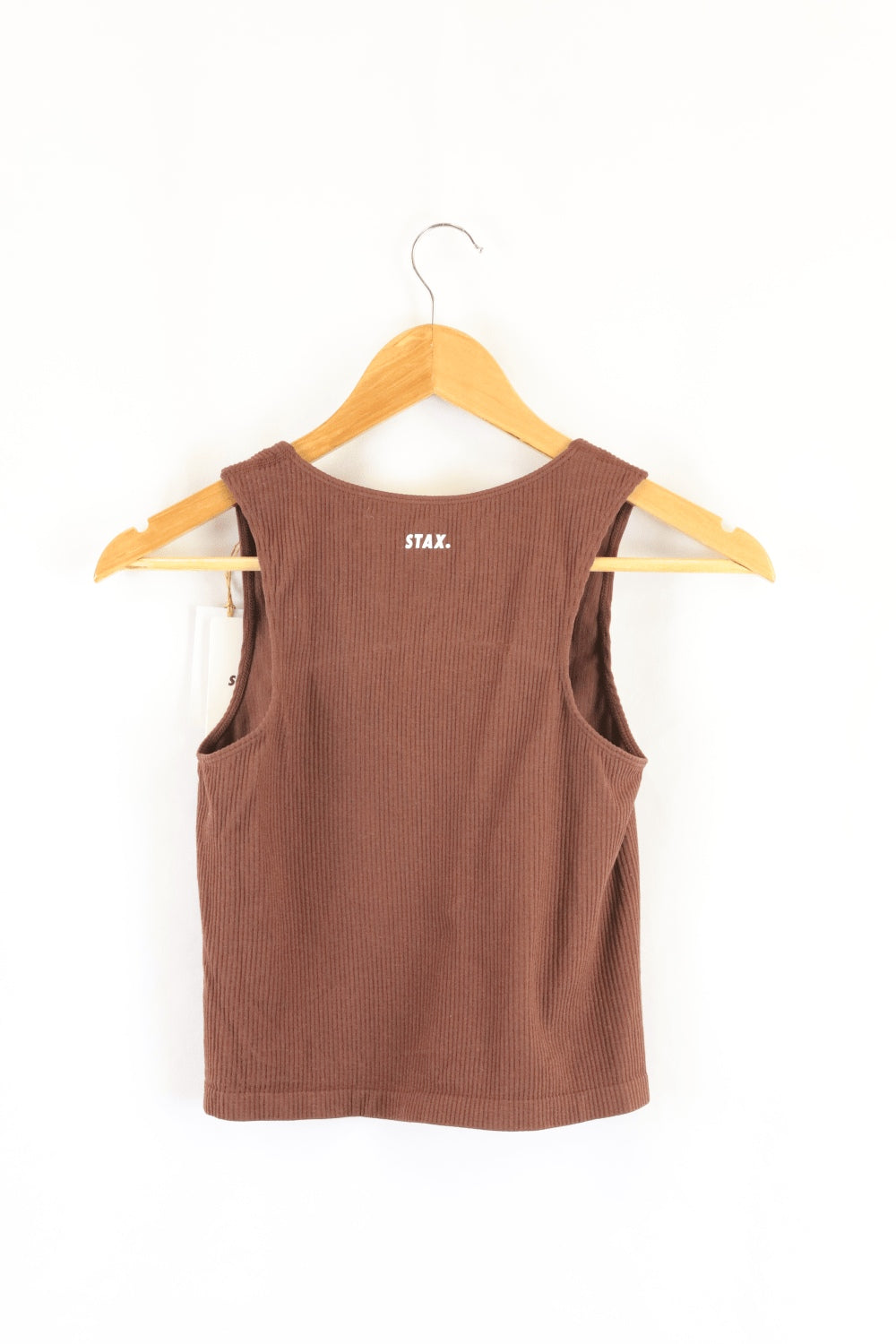 Stax. Brown Ribbed Crop Top S - Reluv Clothing Australia