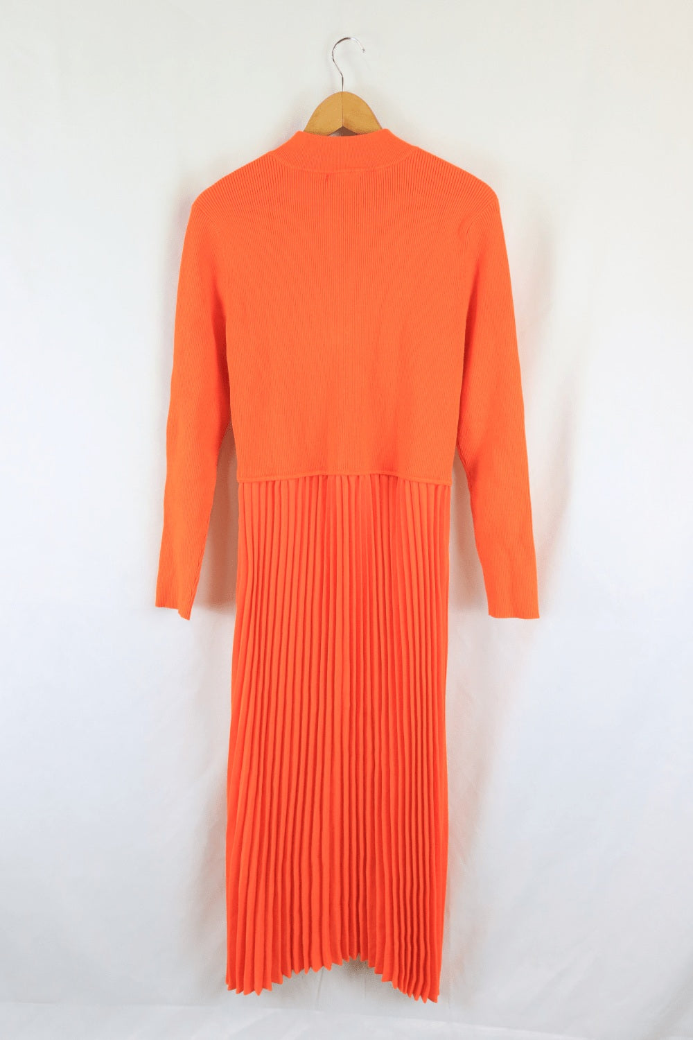 Karen Millen Curve Zip Turtle Neck Pleated Dress Orange XXL