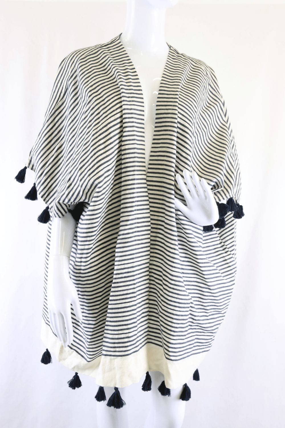 Seed heritage Black And White Striped Cardigan OS