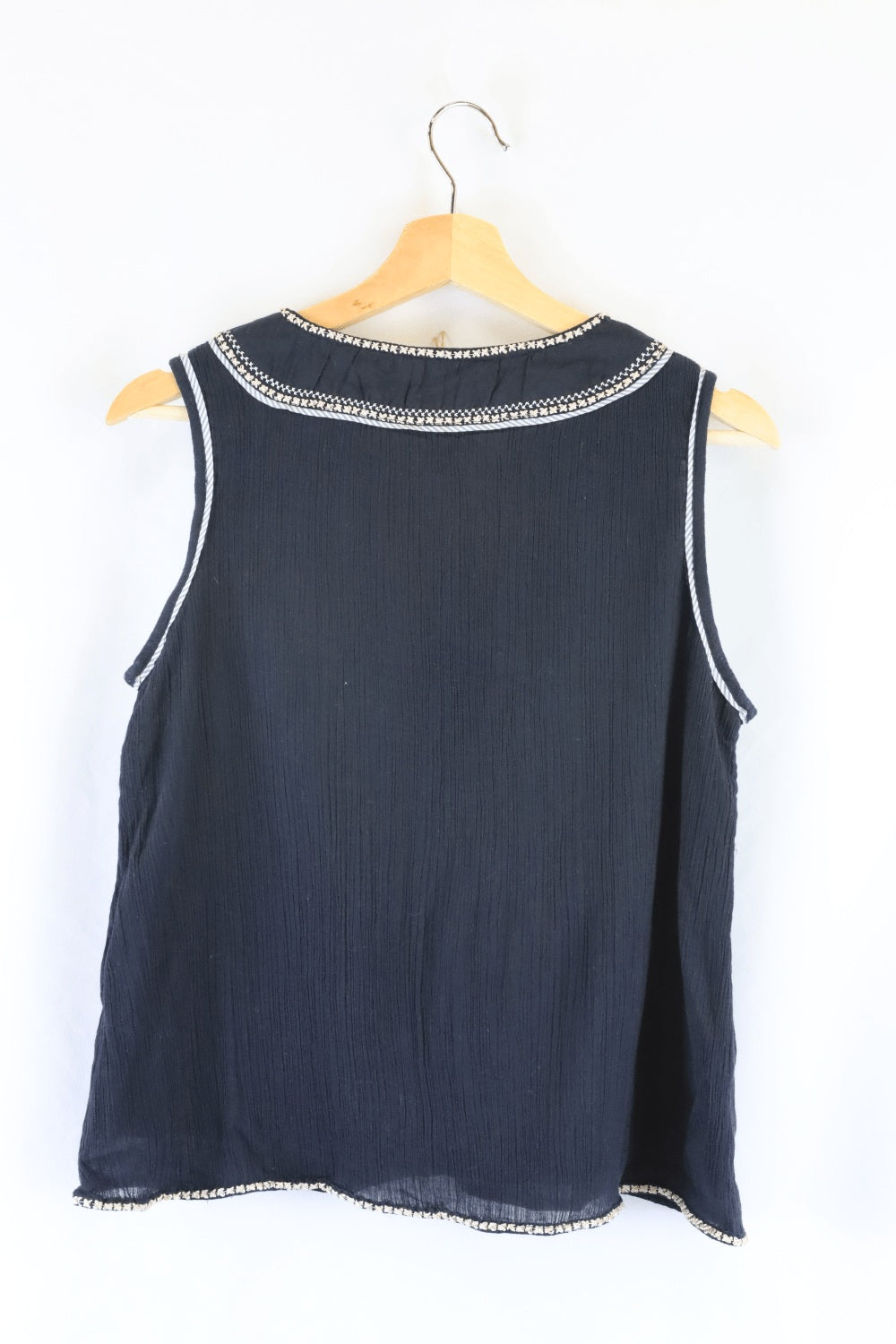 Flannel Black Embroidered Singlet XS