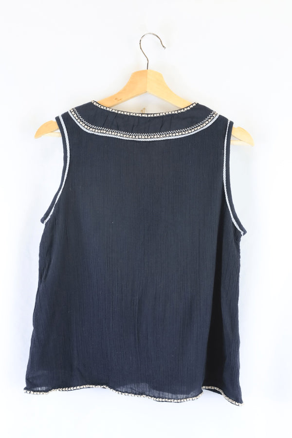 Flannel Black Embroidered Singlet XS - Reluv Clothing Australia