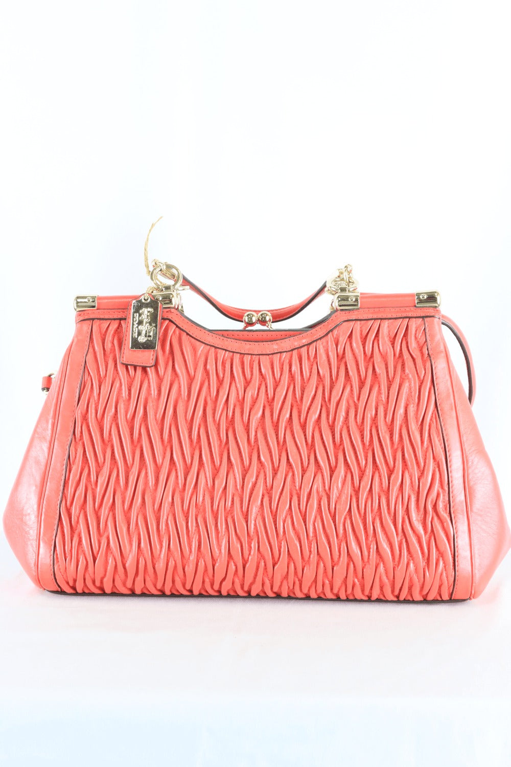 Coach Red Gathered Twisted Leather Bag