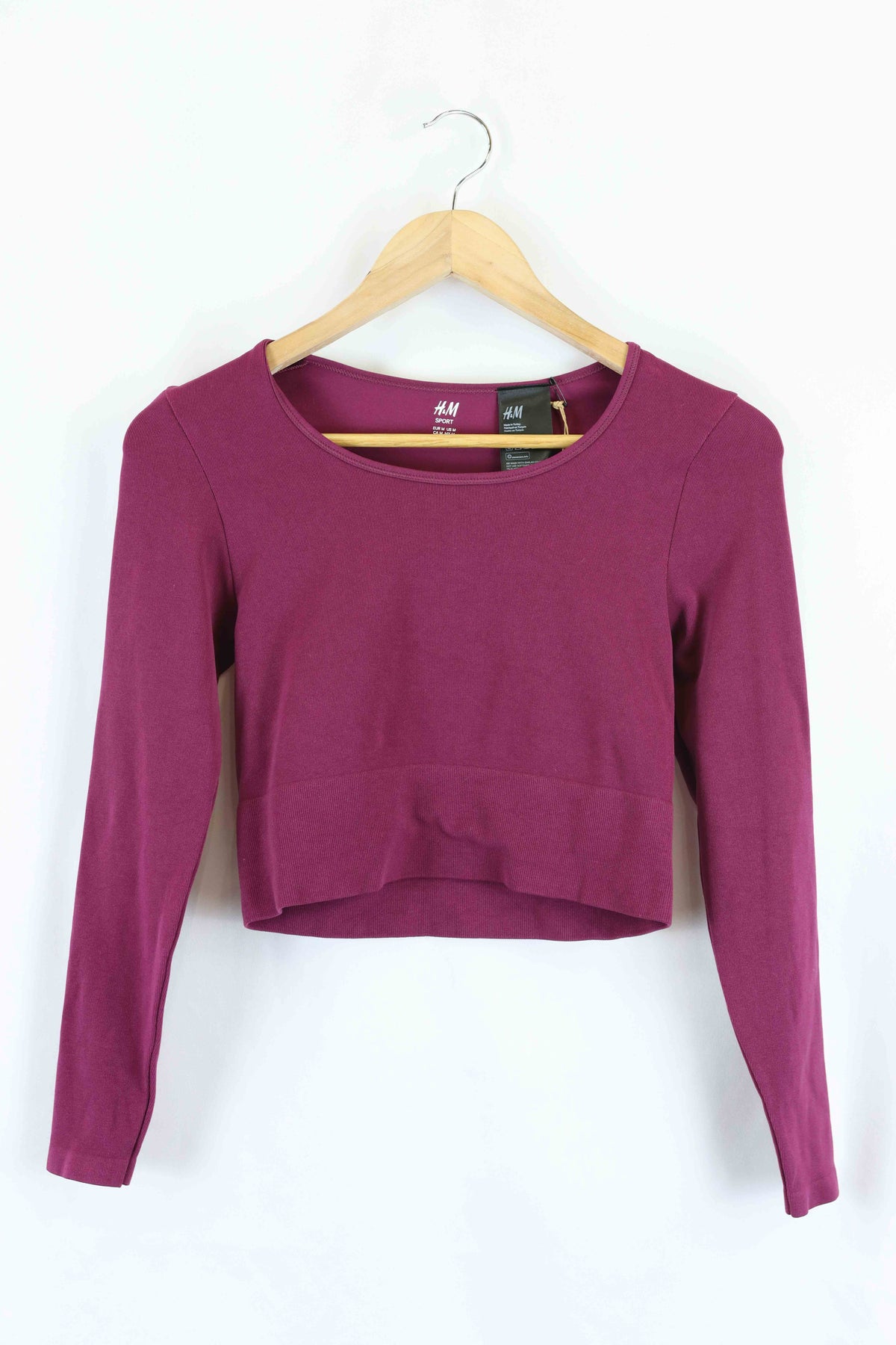 H&amp;M Purple Long Sleeve Cropped Top