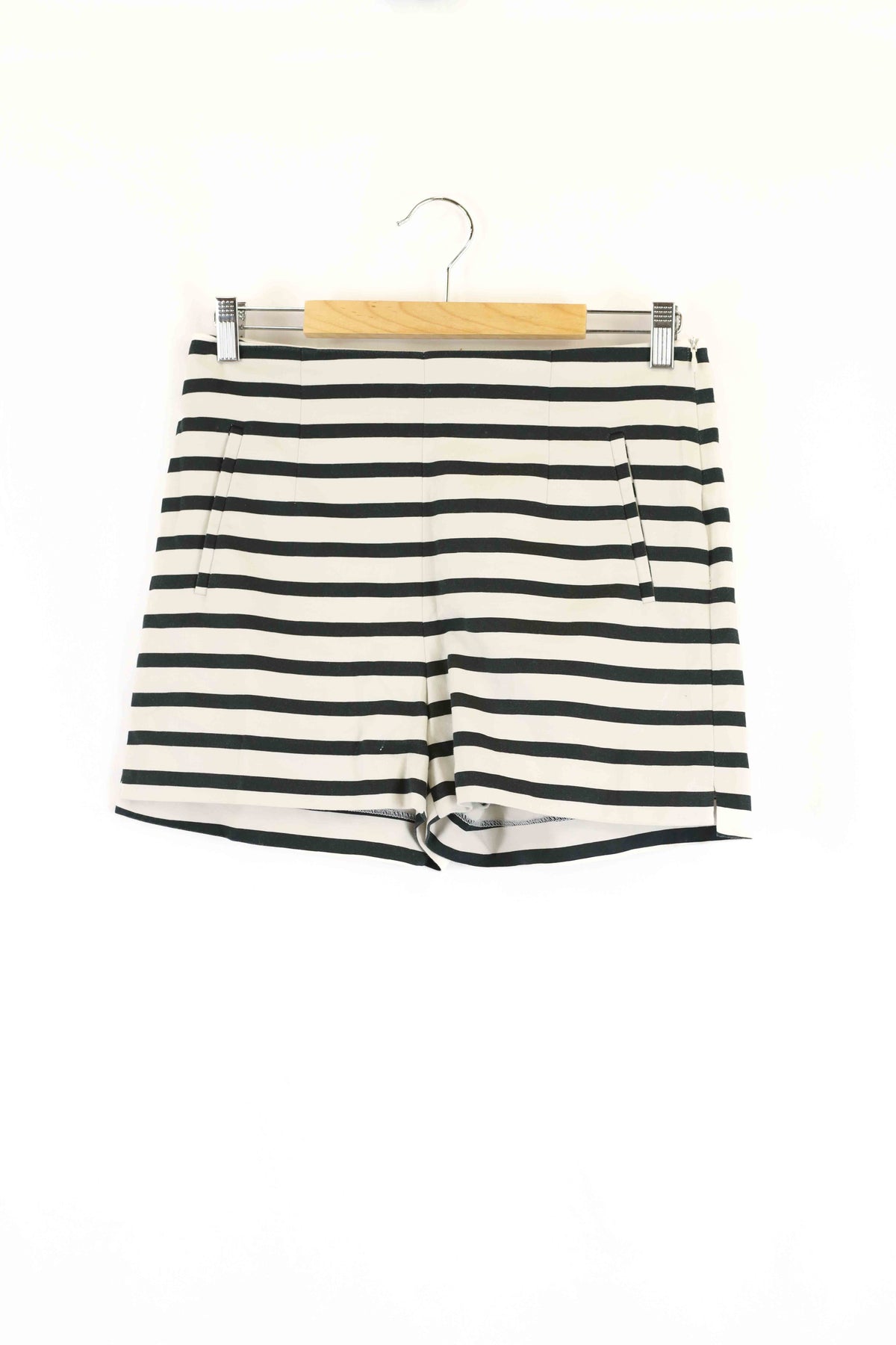 Zara Black White Stripe Shorts M