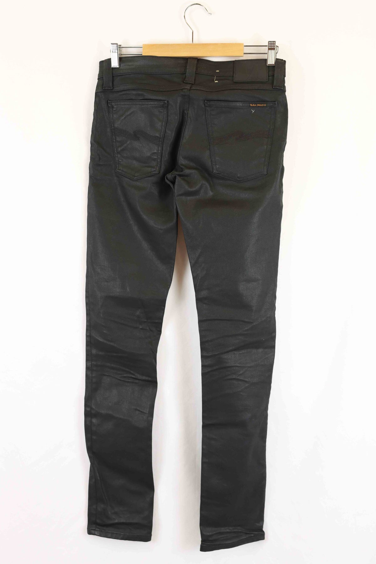 Nudie Jeans Black Leather Denim Skinny Jeans 29