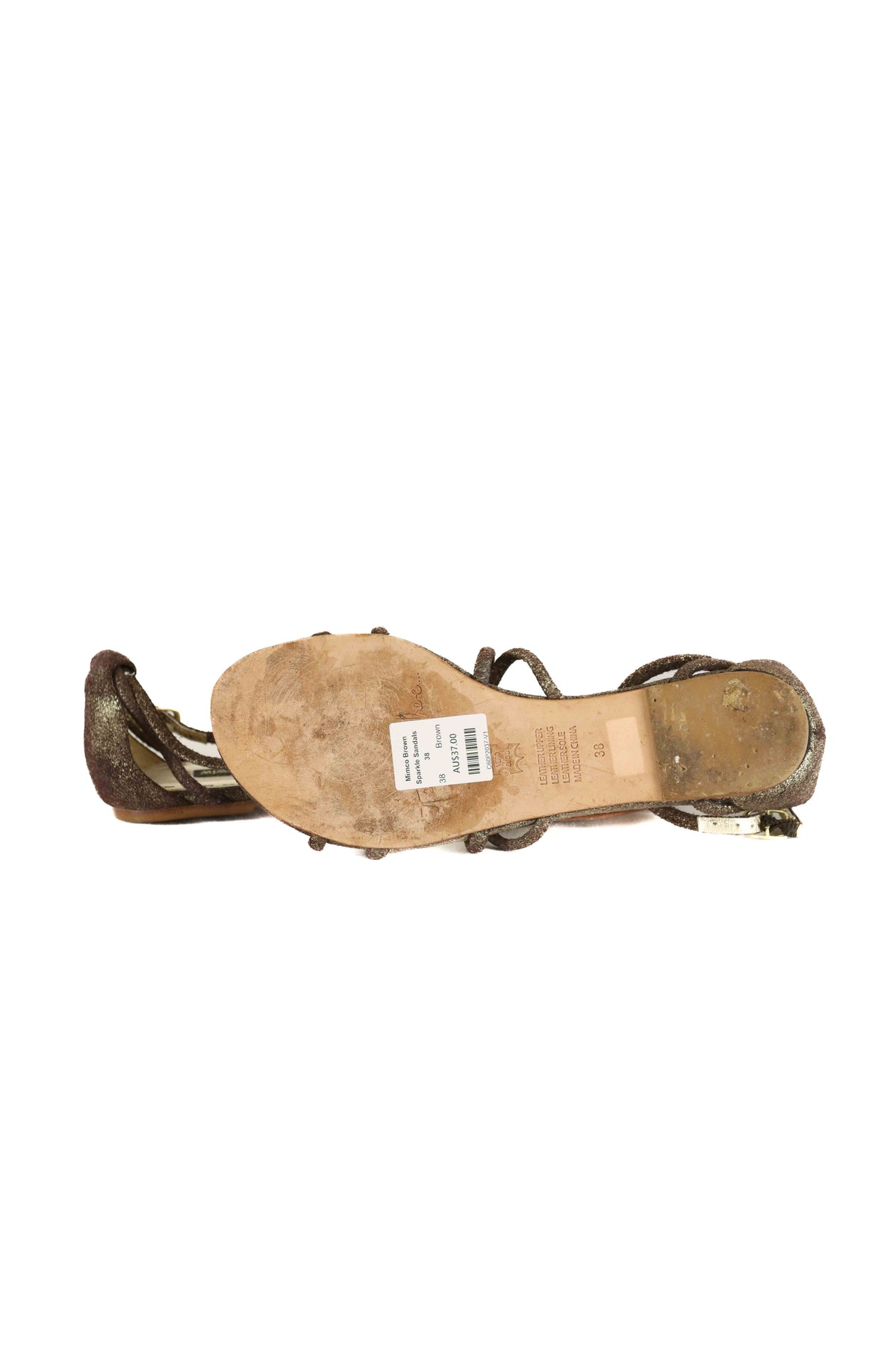 Mimco Brown Sparkle Sandals 38