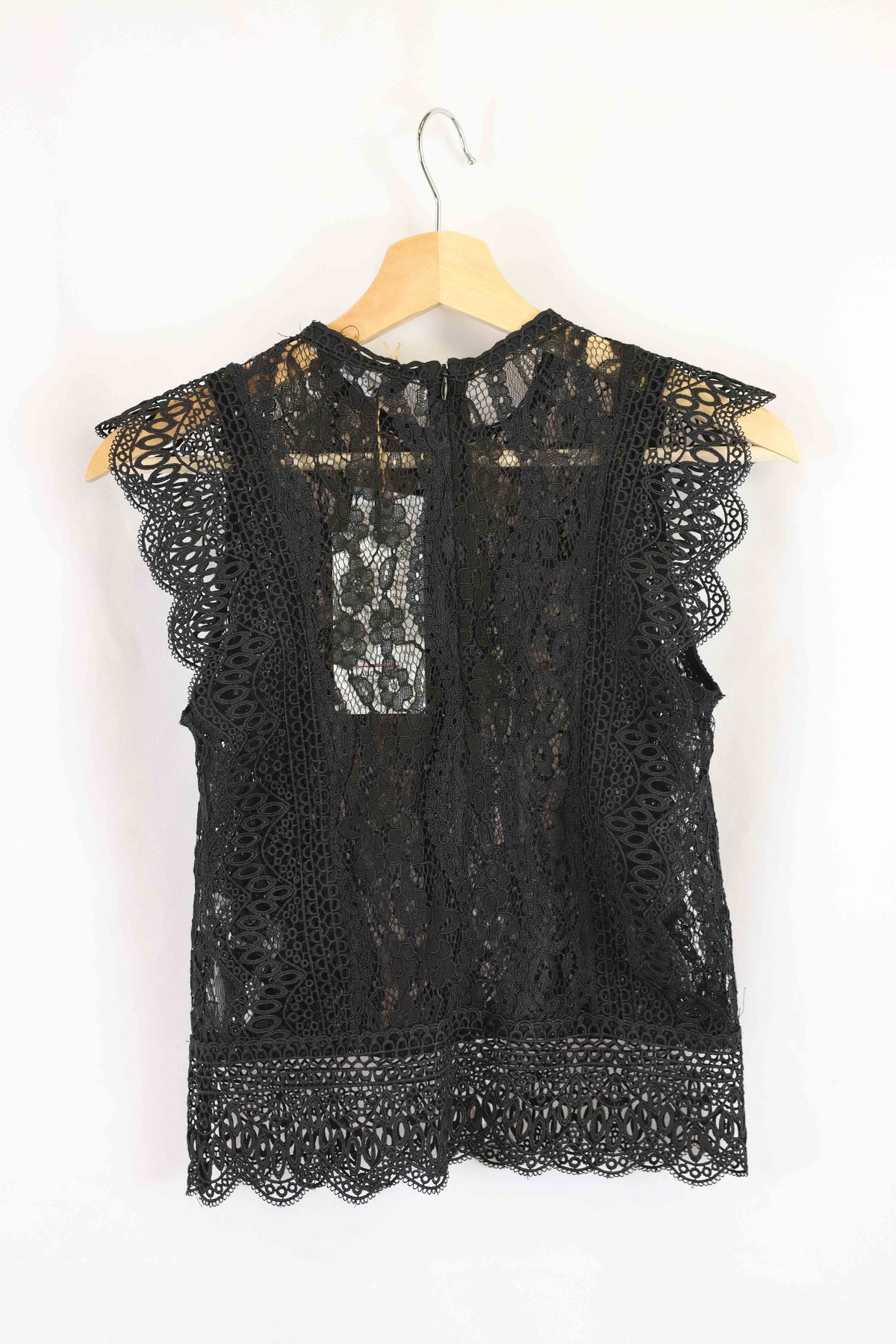 Zara Black Lace Baby Tee XS