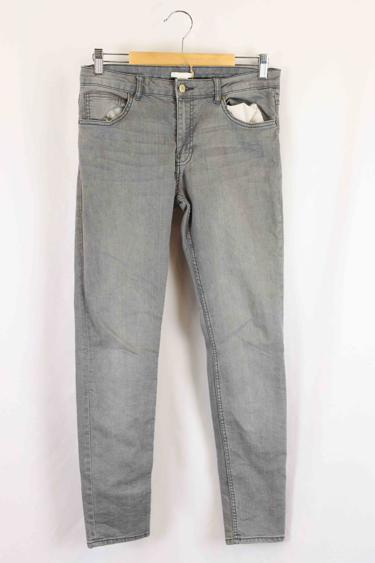 H&amp;M Grey Denim Skinny Jeans 10