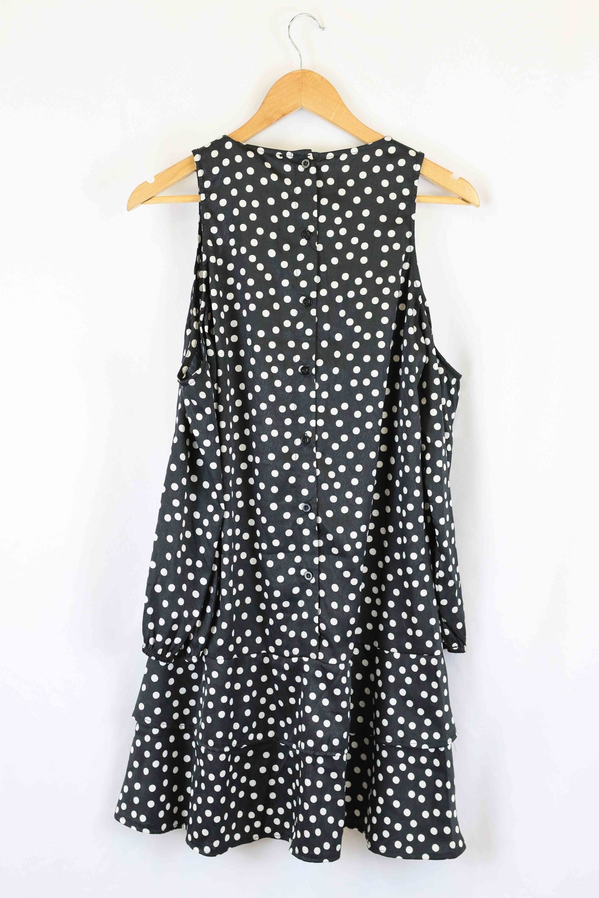 Calli Black Polka Dot Cold Shoulder Dress 8