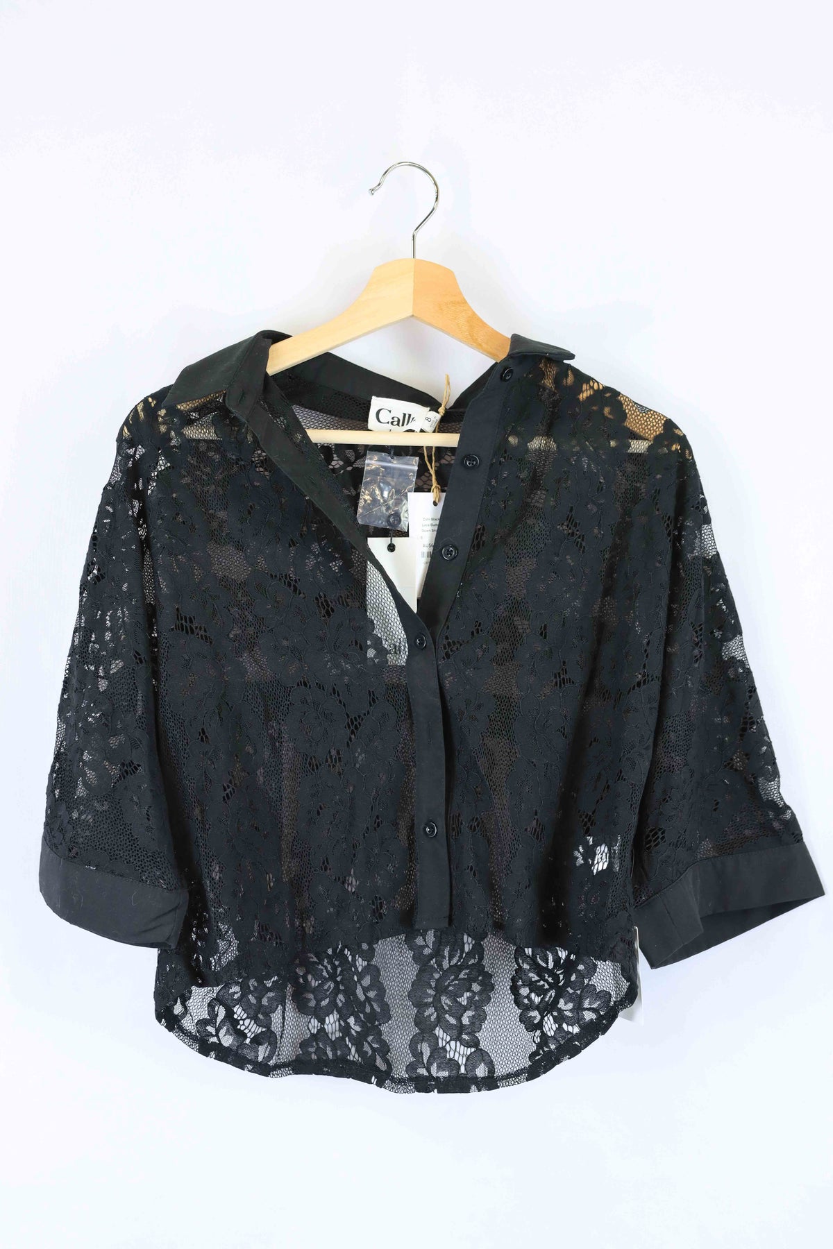 Calli Black Lace Button Down Shirt 8