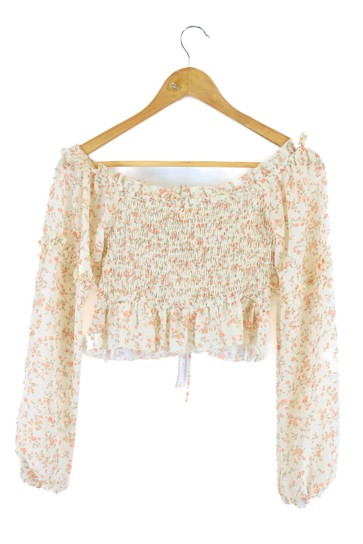 Sassy Hills Fashion Cream Floral Cropped Blouse 6