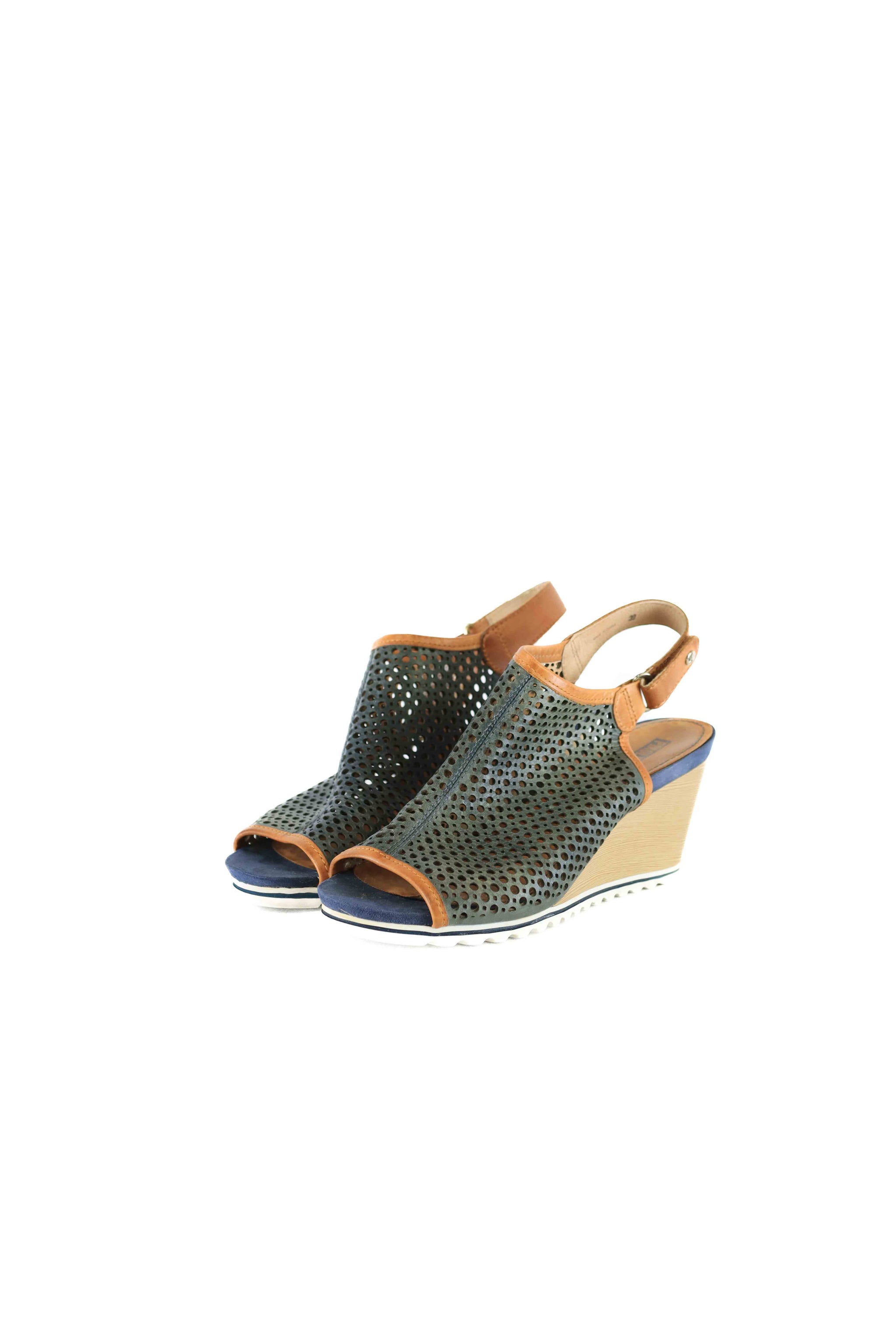 Pikolinos Navy Wedge Sandal AU US 8 EU 39 Reluv Clothing Australia