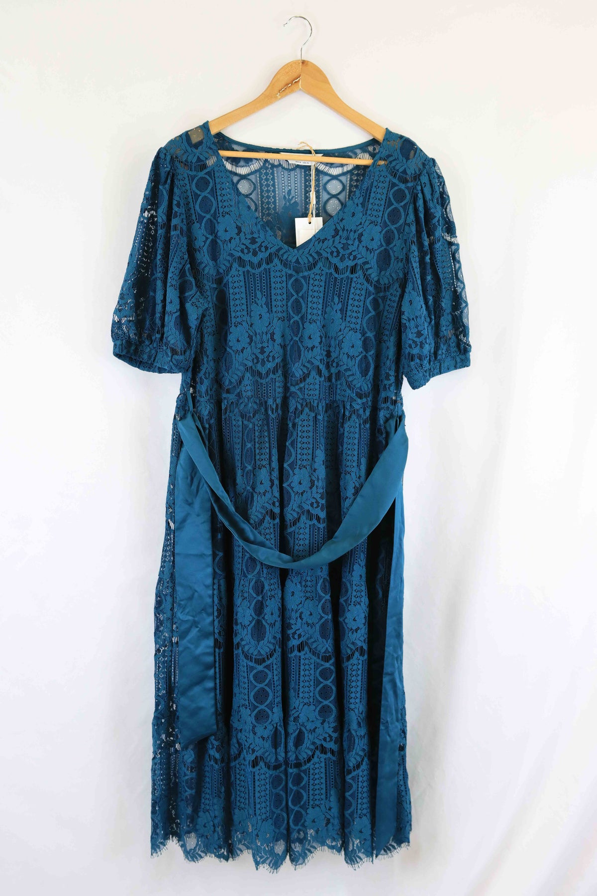 Estelle Teal Lace Midi Dress 14